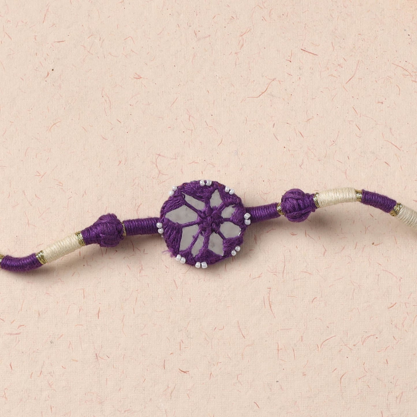Flower - Handmade Patwa Thread & Mirror Work Rakhi 04