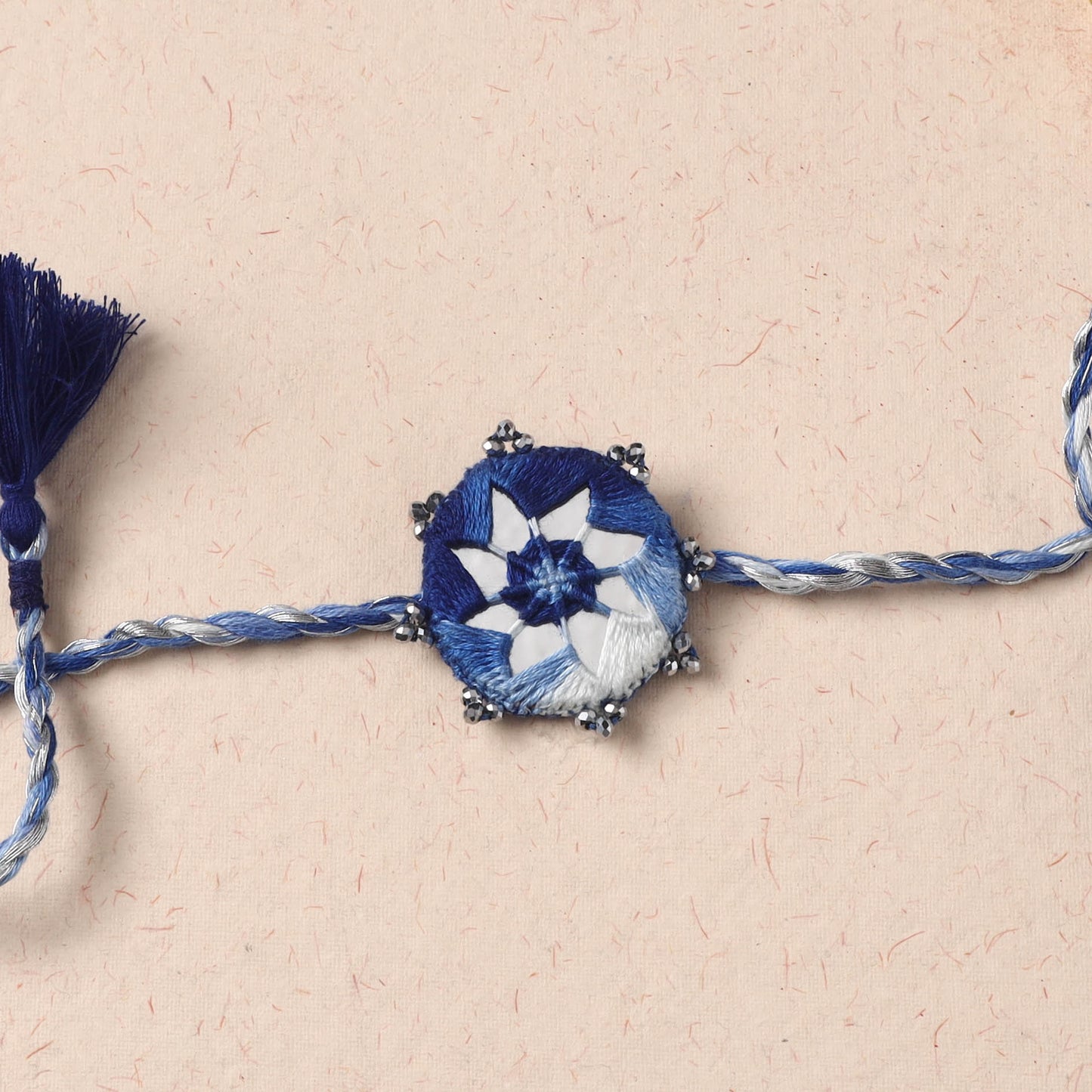 Flower - Handmade Thread & Mirror Work Rakhi 07