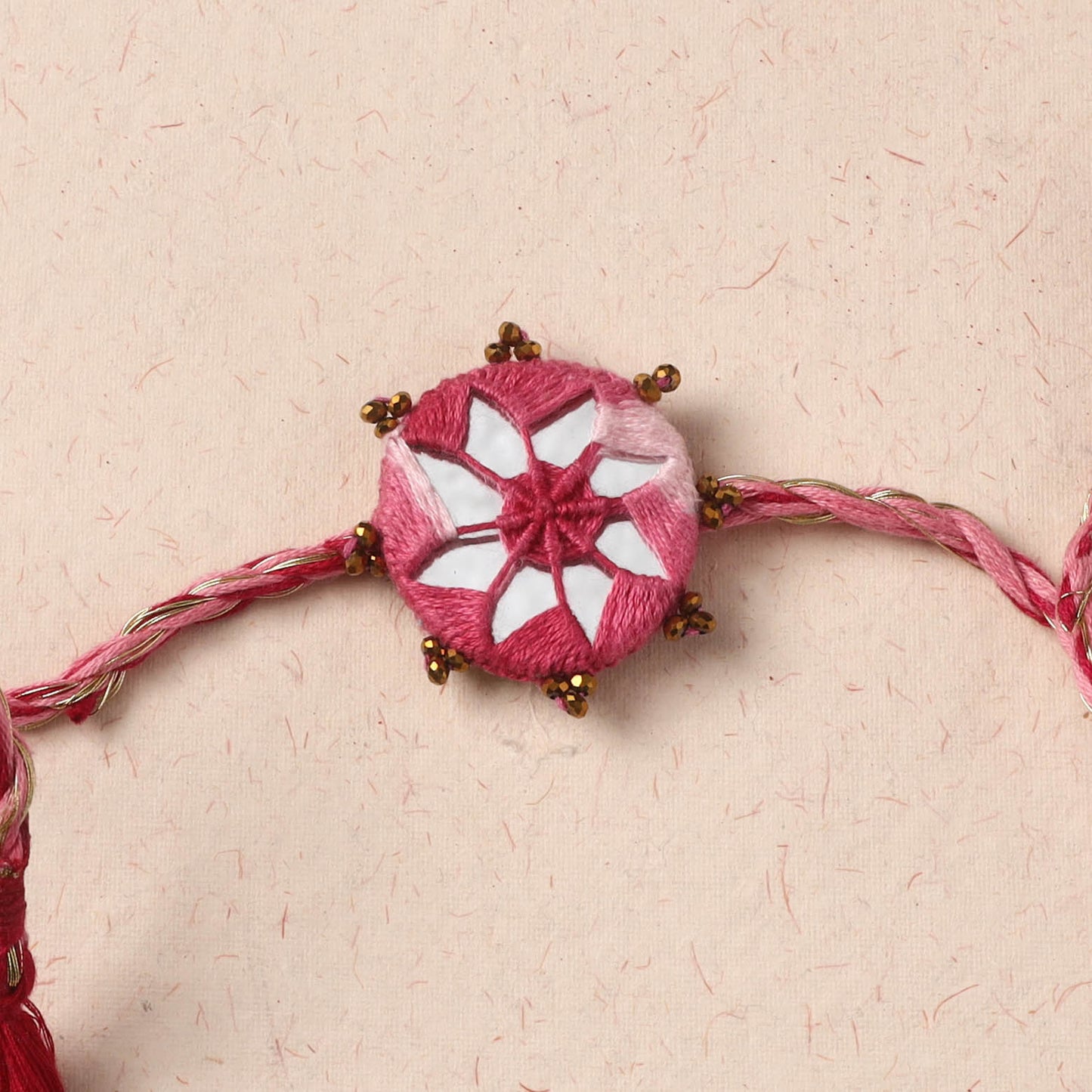 Flower - Handmade Thread & Mirror Work Rakhi 09