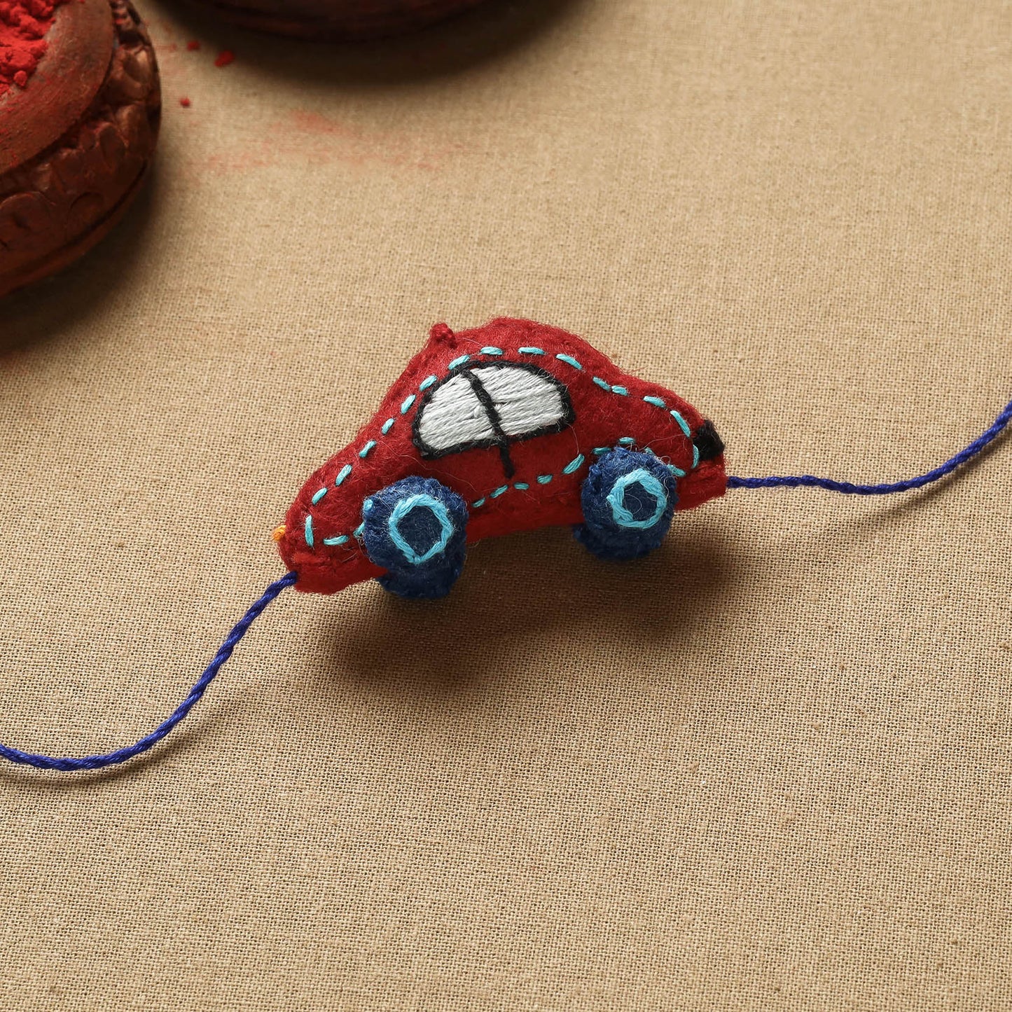 Hand Embroidered Felt Work Car Kids Rakhi