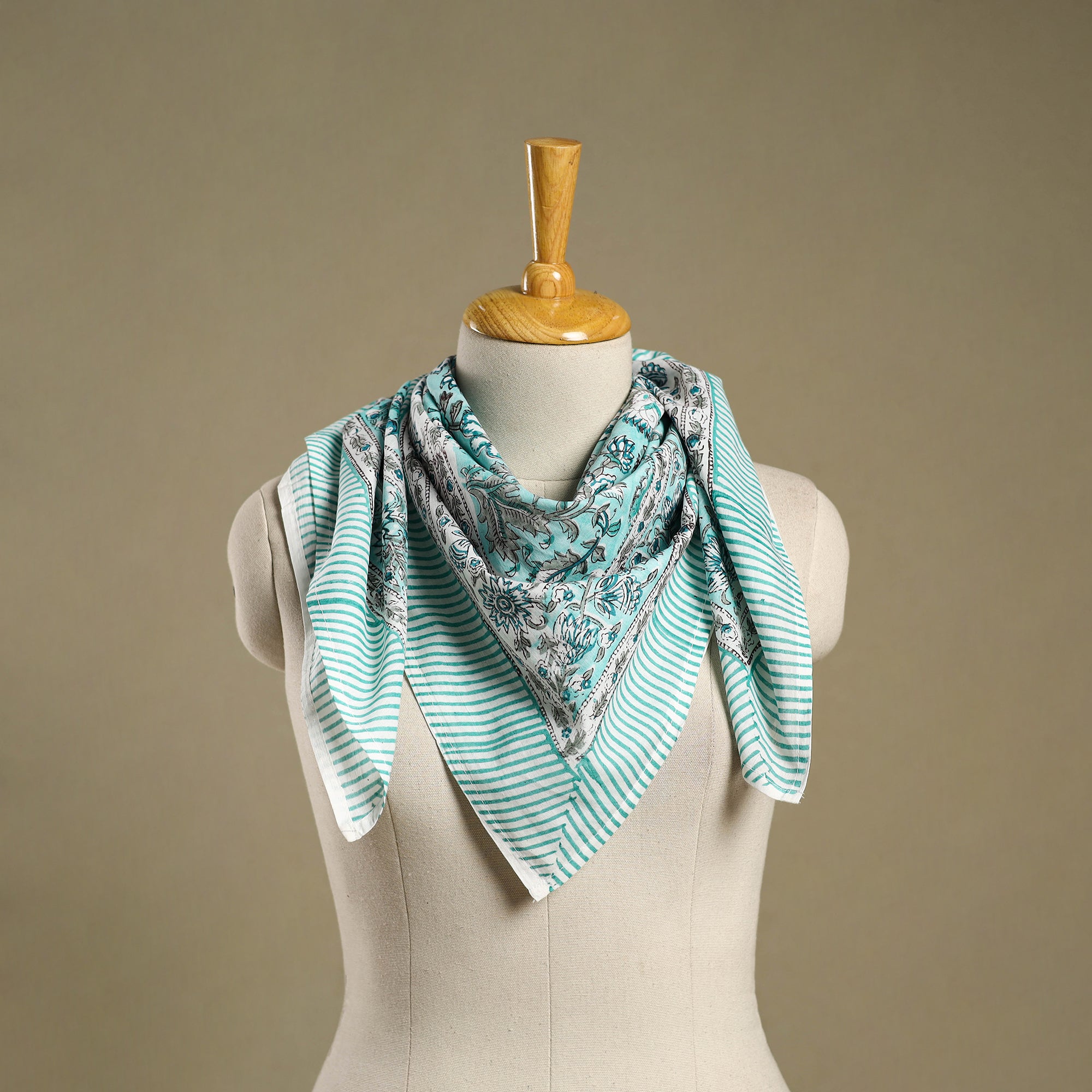 Red - Sanganeri Hand Block Print Cotton Scarf 11