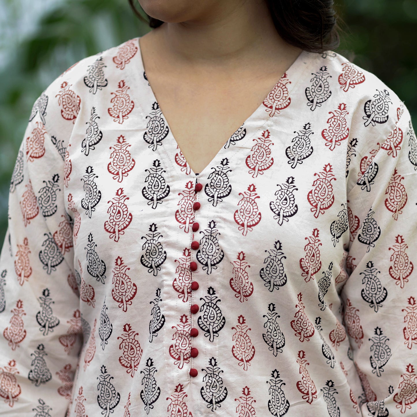 Buy Block Print Cotton A-Line Bagh Kurta for Women