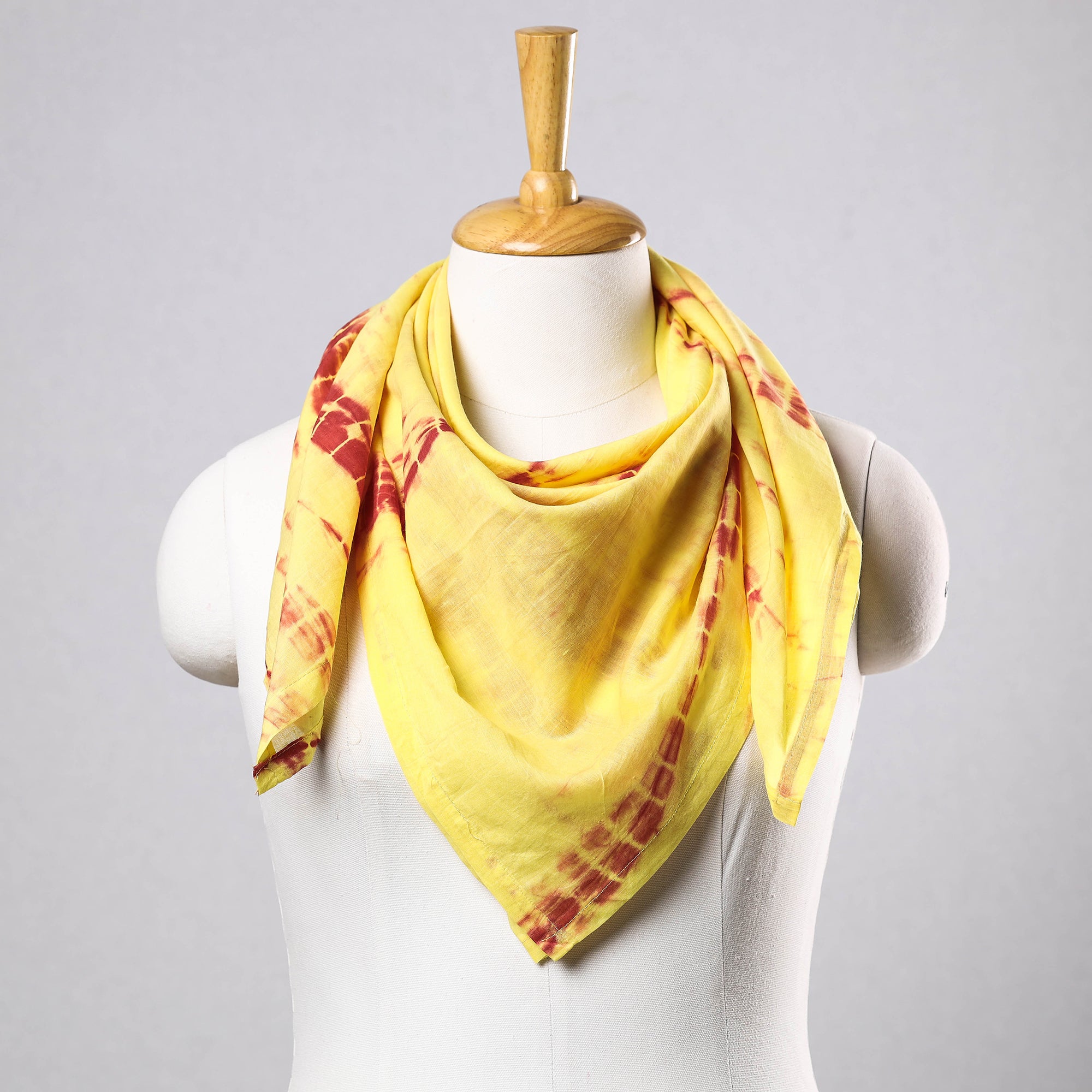Yellow Shibori Tie-Dye Cotton Scarf