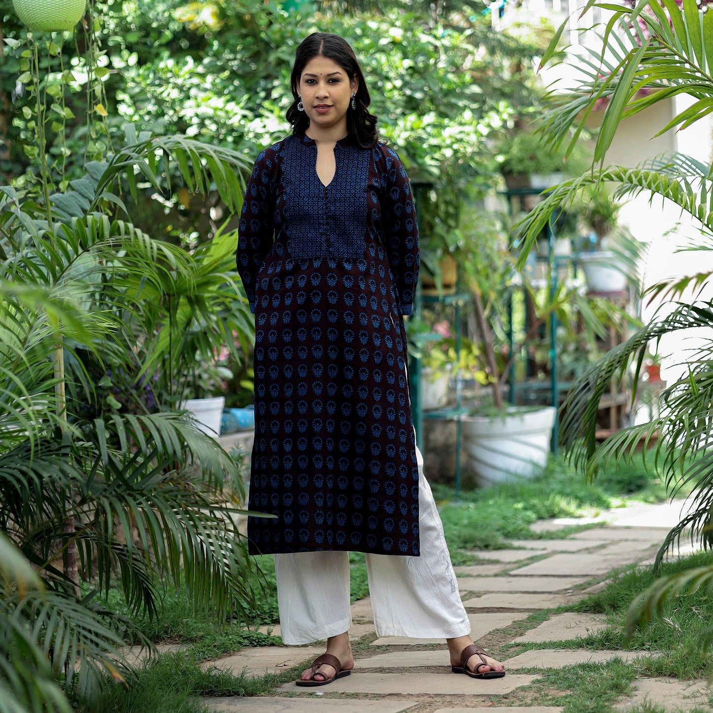 Buy Block Print Cotton Straight Bagh Kurta Online
