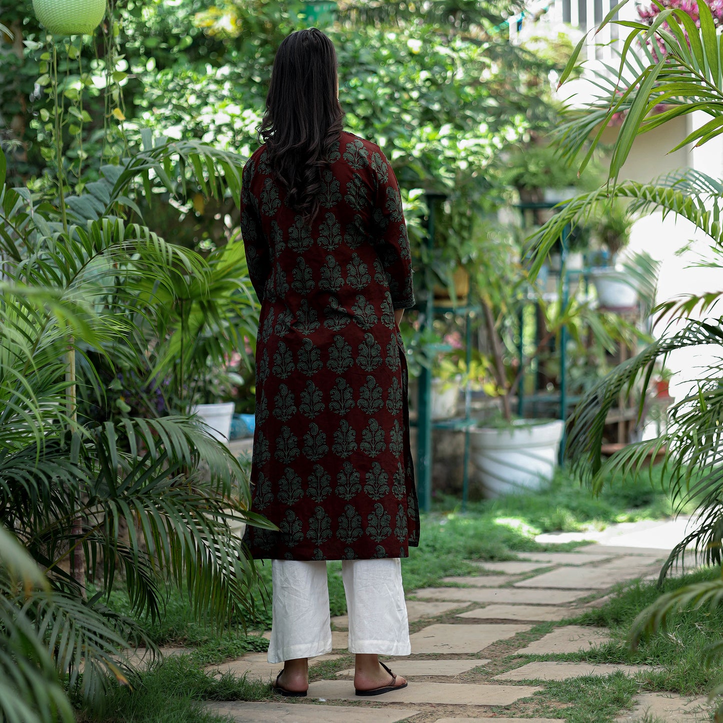 Buy Bagh Hand Block Printed Cotton Straight Kurta Online at iTokri.com