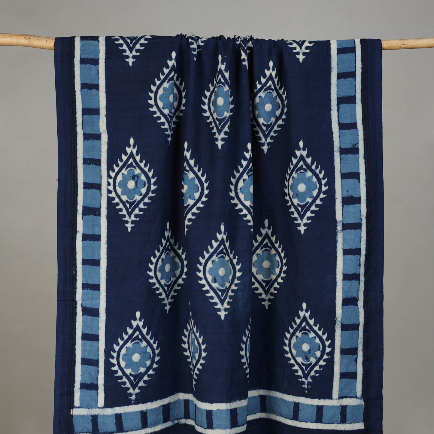 Blue - Pipad Hand Block Print Natural Dyed Pure Handloom Cotton Towel 01