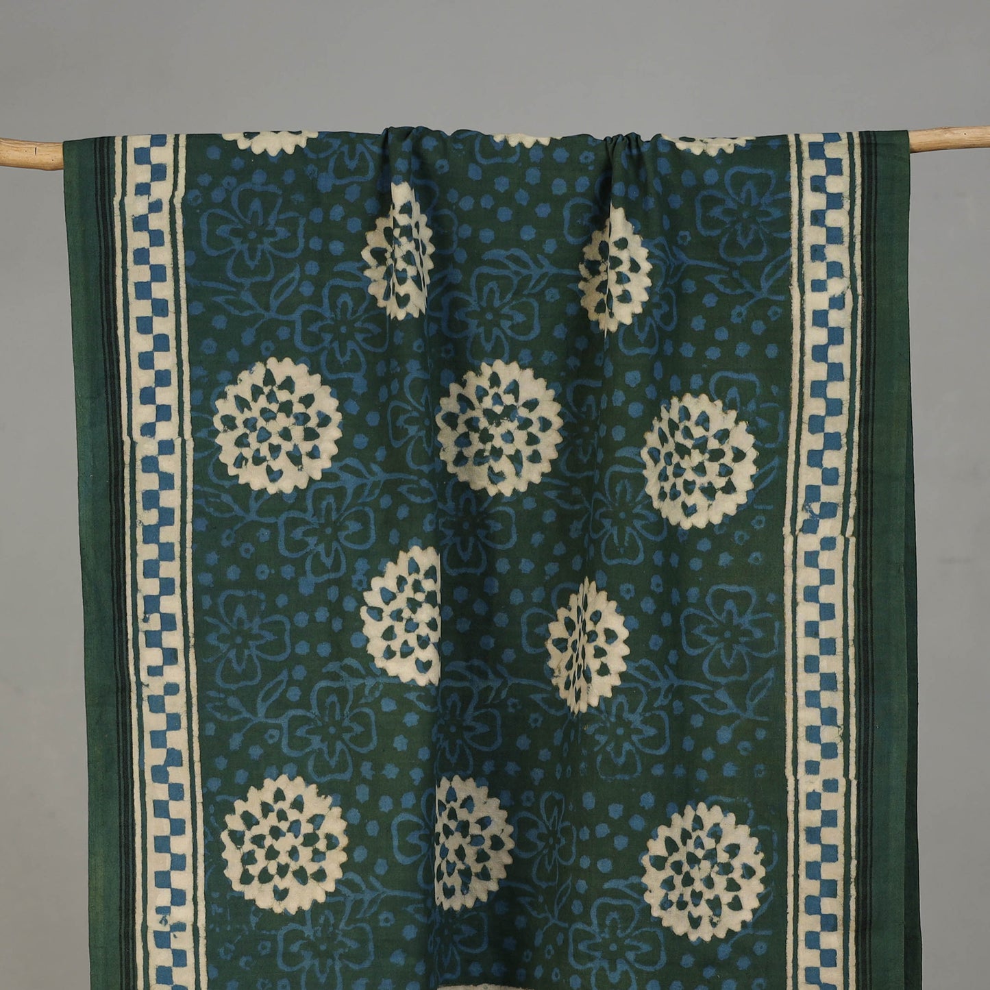 Green - Pipad Hand Block Print Natural Dyed Pure Handloom Cotton Towel 23
