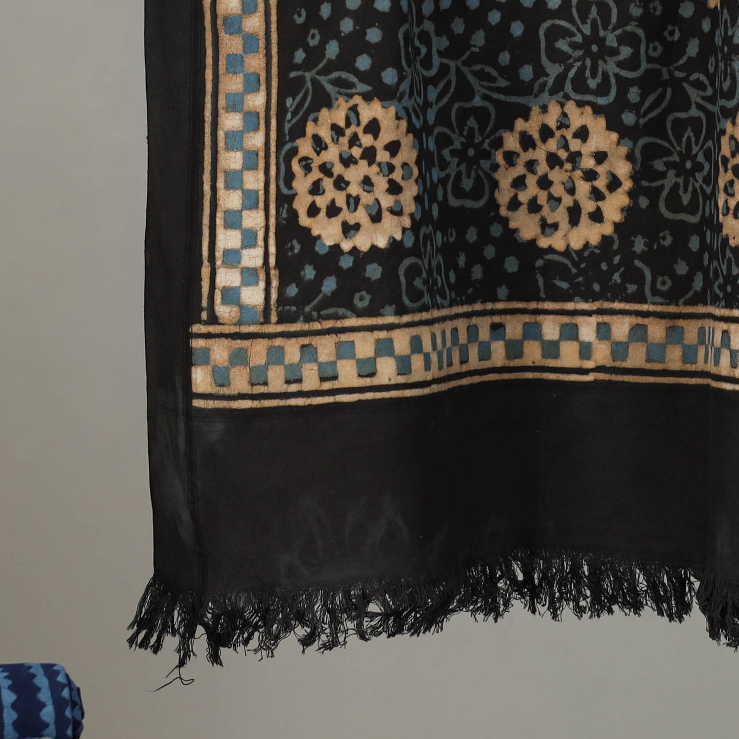Black - Pipad Hand Block Print Natural Dyed Pure Handloom Cotton Towel 29