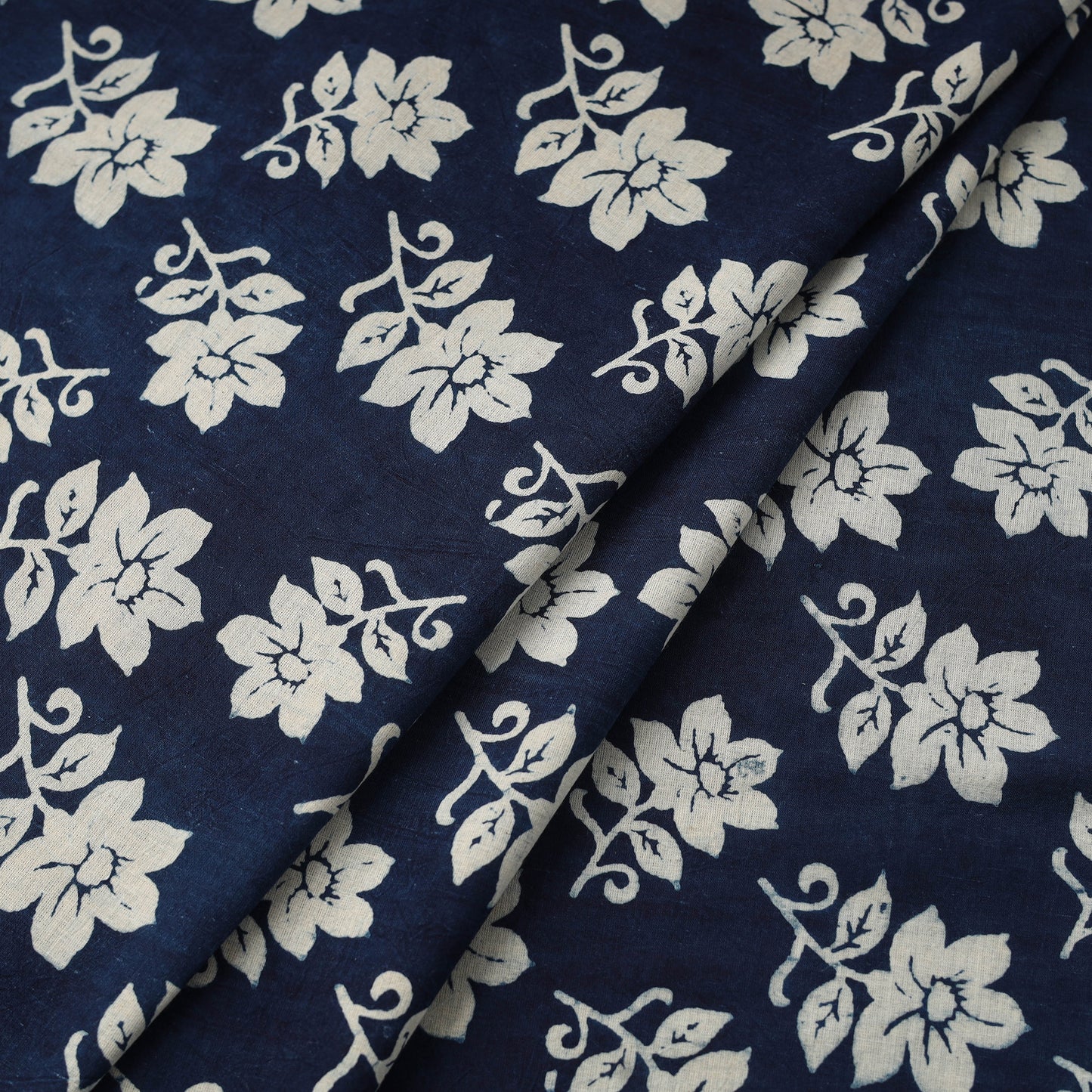 Blue Hand Block Print Cotton Indigo Bagru Fabric