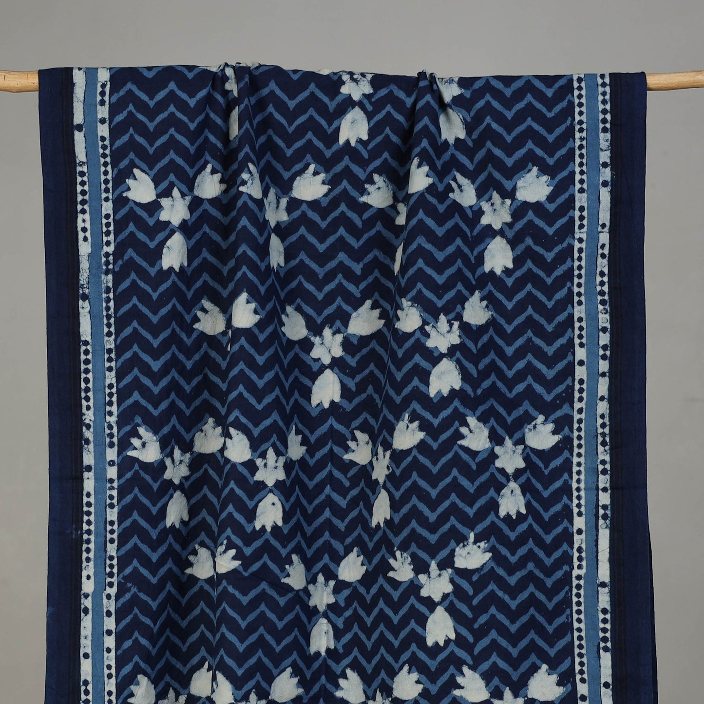 Blue - Pipad Hand Block Print Natural Dyed Pure Handloom Cotton Towel 35