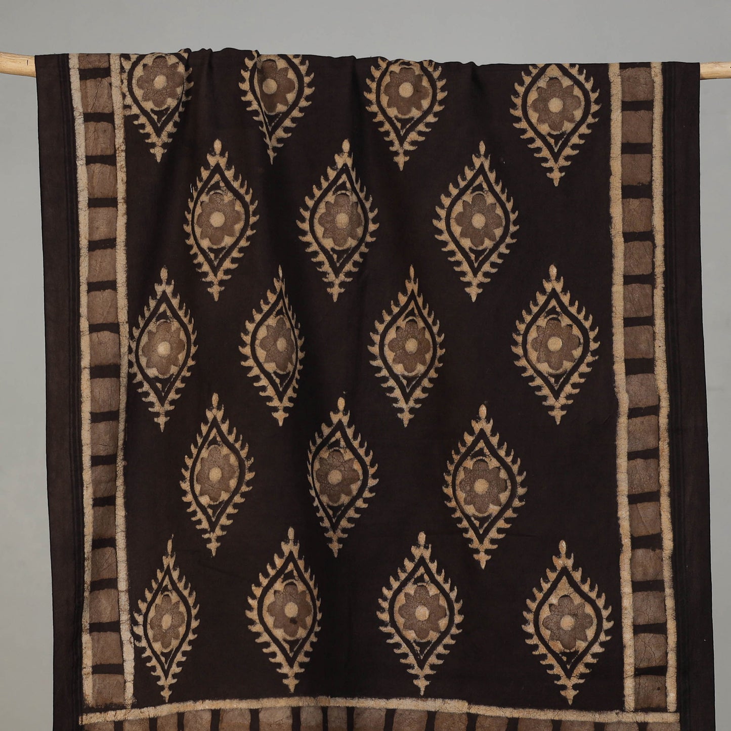 Brown - Pipad Hand Block Print Natural Dyed Pure Handloom Cotton Towel 36
