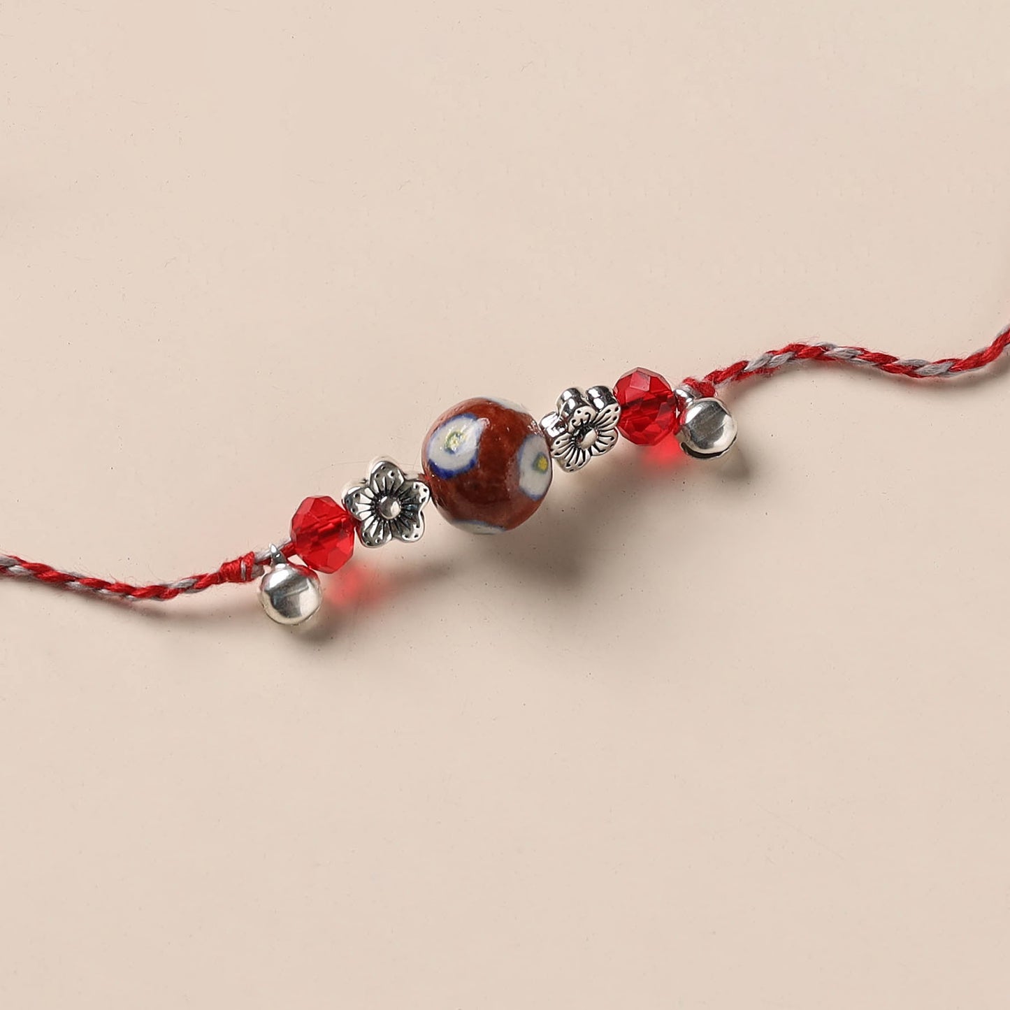 Handmade Blue Pottery & GS Bead Work Rakhi 15
