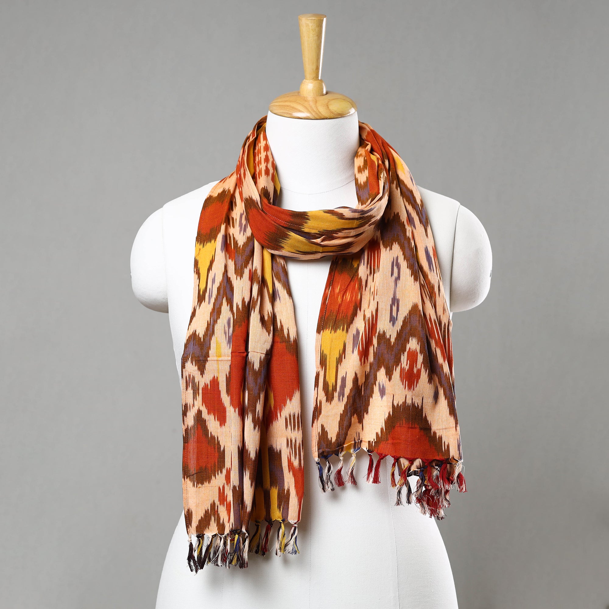 Purple - Handloom Mercerized Cotton Pochampally Ikat Stole