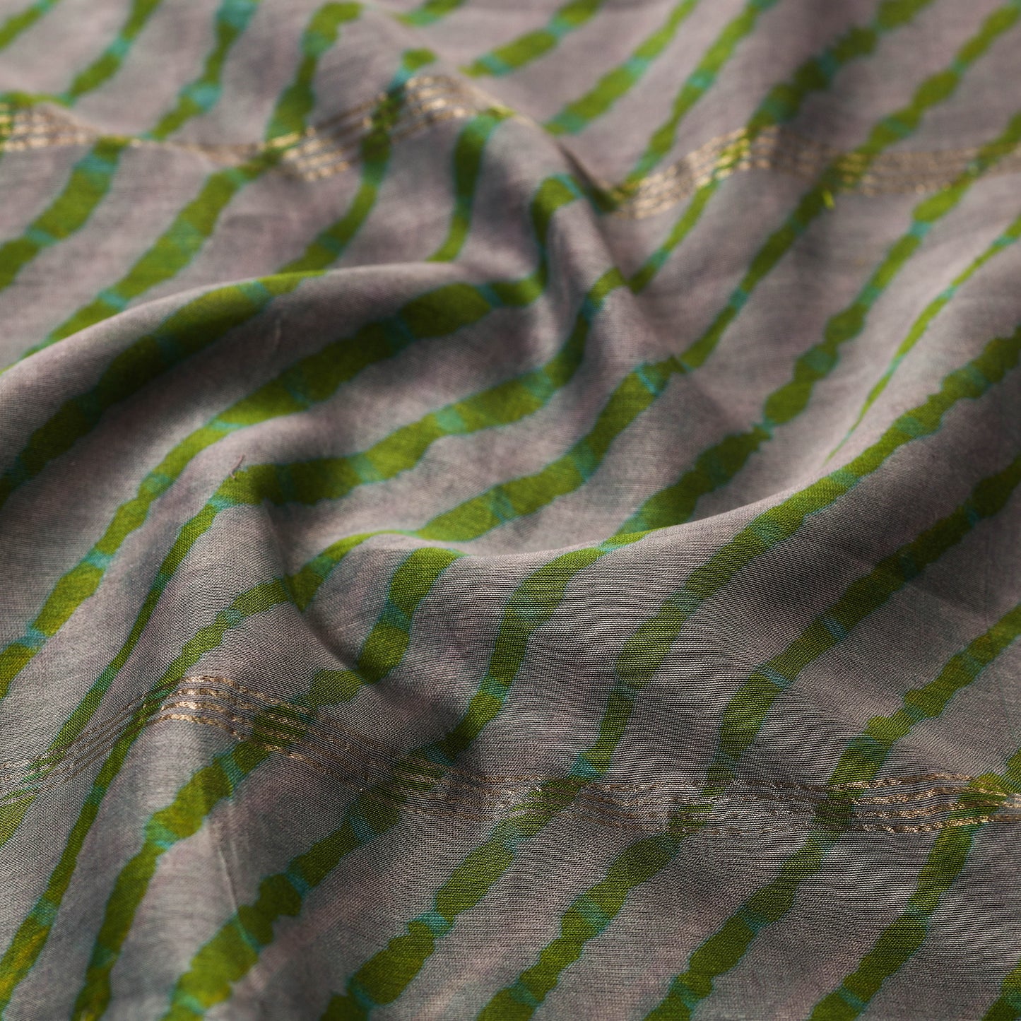 Grey - Leheriya Tie-Dye Chanderi Silk Handloom Stole with Zari Border 52