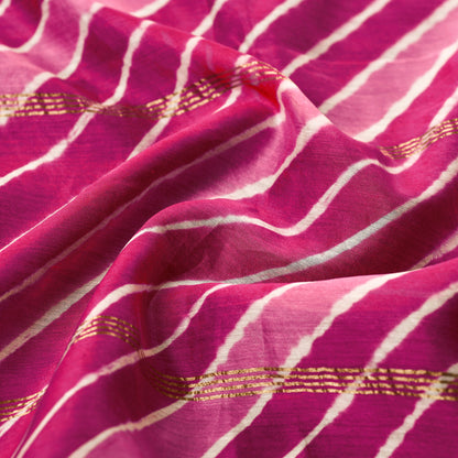 Purple - Leheriya Tie-Dye Chanderi Silk Handloom Stole with Zari Border 43