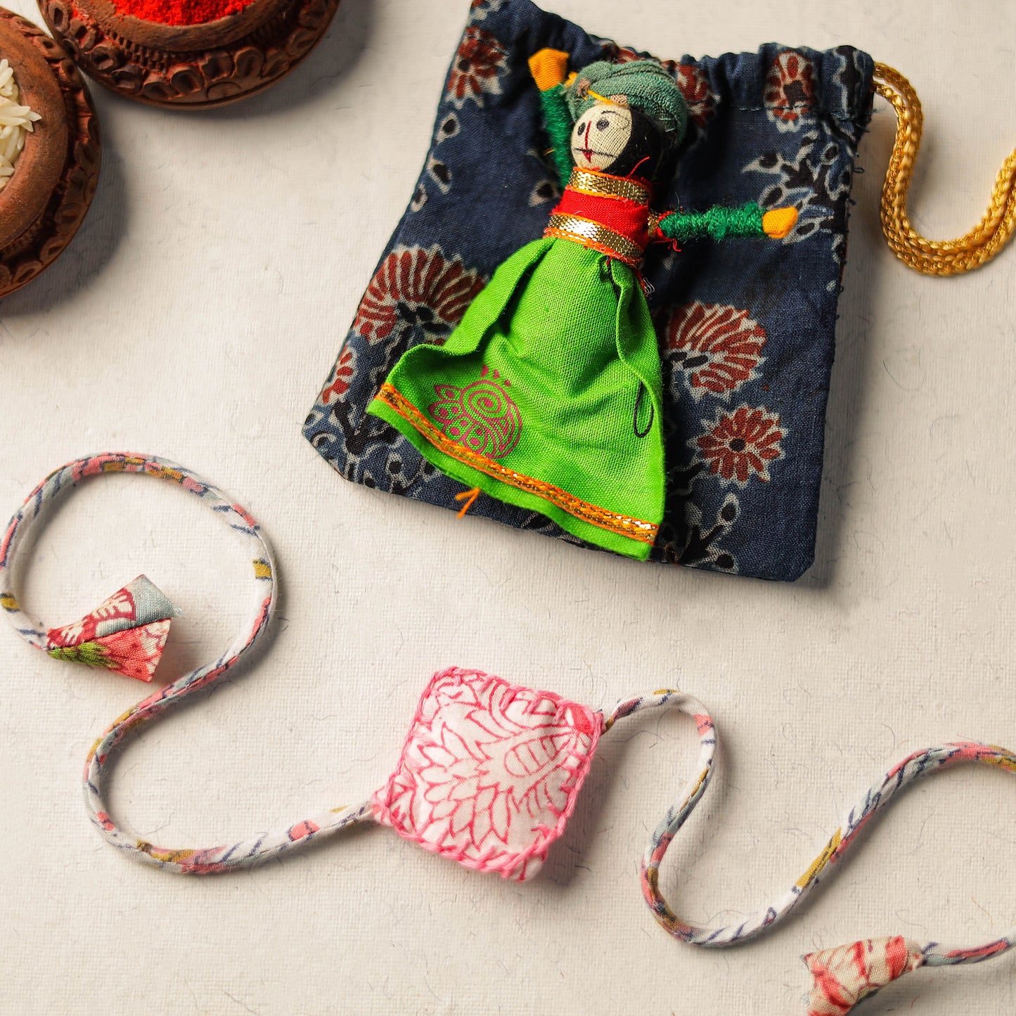 Handcrafted Embroidery Fabart Rakhi 08