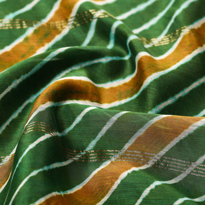 Green - Leheriya Tie-Dye Chanderi Silk Handloom Stole with Zari Border 38