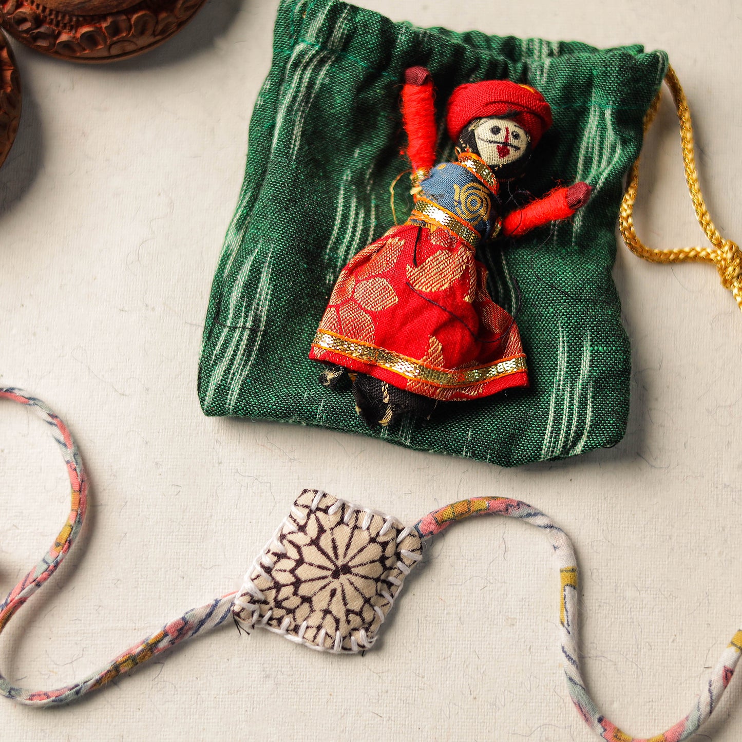 Handcrafted Embroidery Fabart Rakhi 16