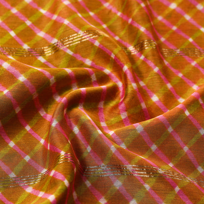 Green - Leheriya Tie-Dye Mothra Chanderi Silk Handloom Stole with Zari Border 20