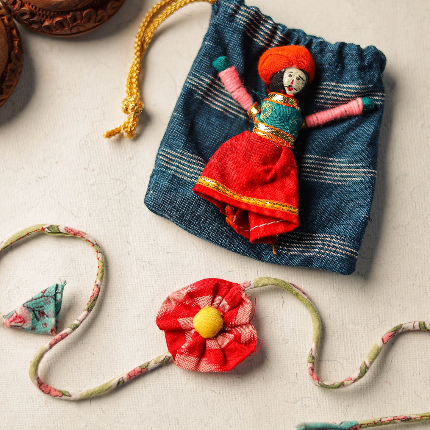 Handcrafted Flower Fabart Rakhi 28