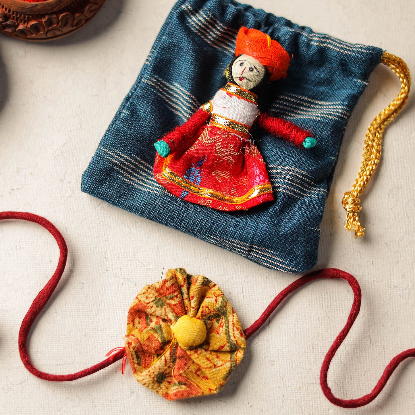 Handcrafted Flower Fabart Rakhi 29