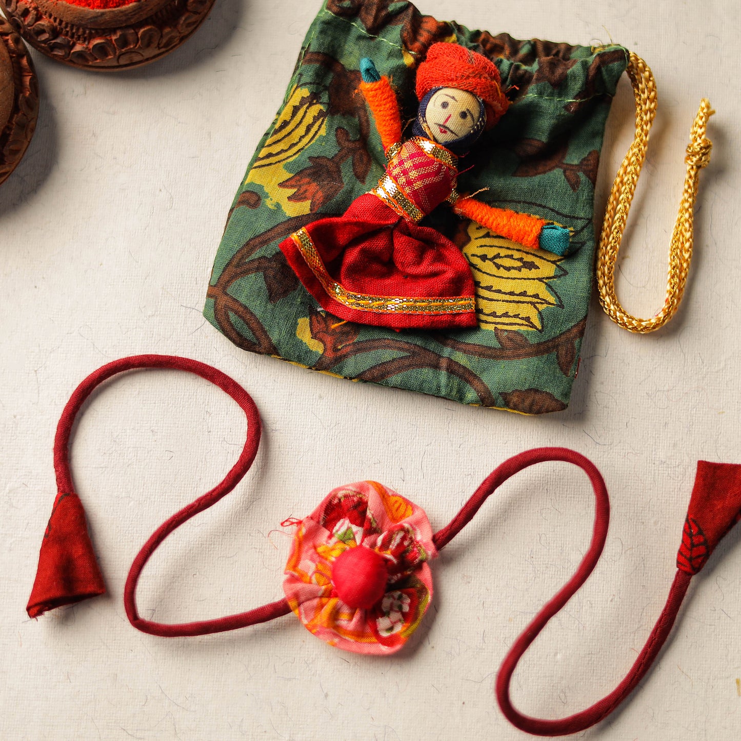 Handcrafted Flower Fabart Rakhi 35