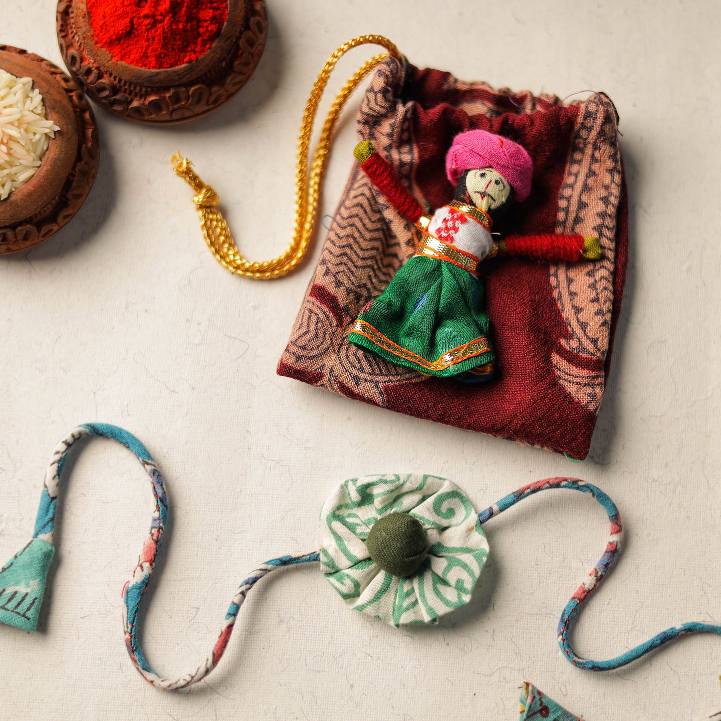 Buy Handcrafted Flower Fabart Rakhi 37 Online at iTokri.com