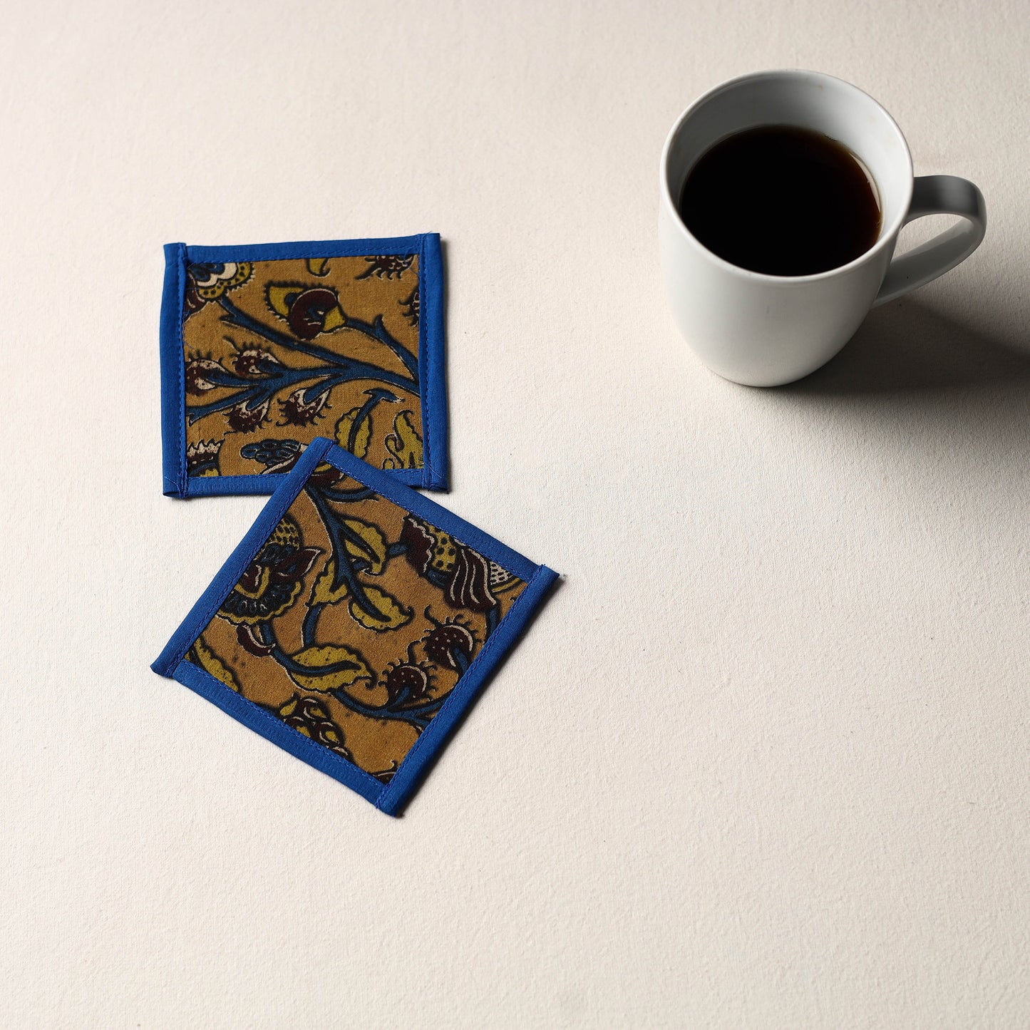 Yellow Handmade Cotton Coasters (Set of 2)