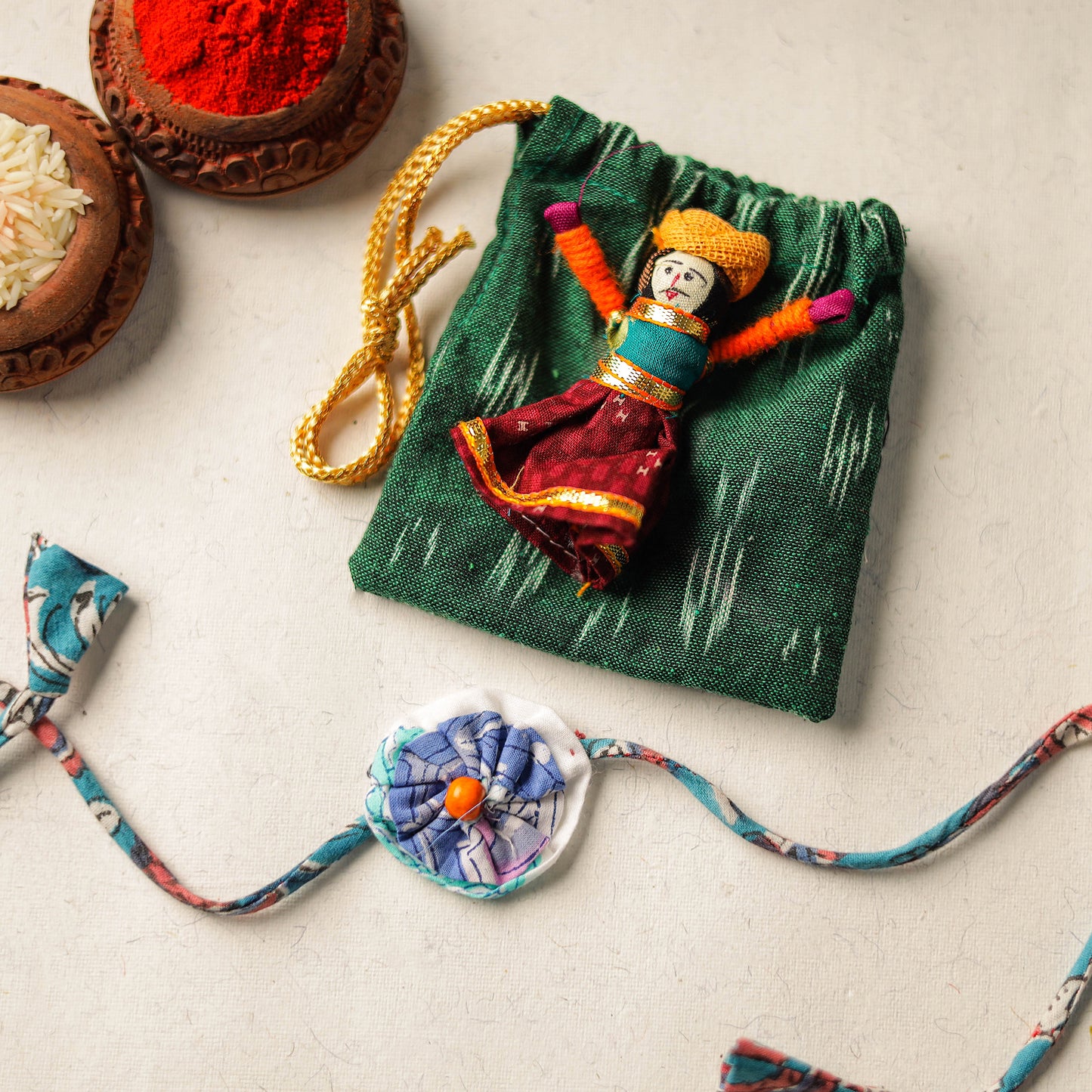 Buy Handcrafted Flower Bead Work Fabart Rakhi 50 Online at iTokri.com