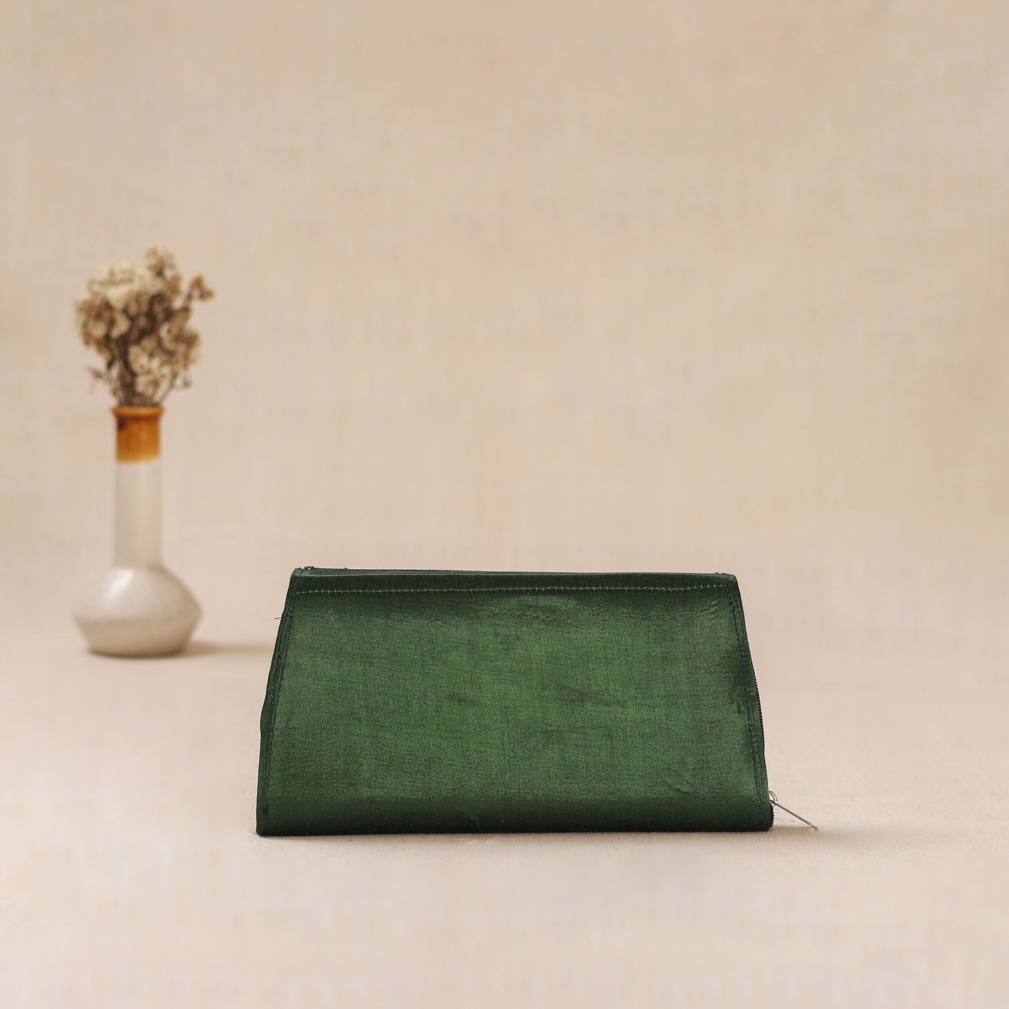 Traditional Kutch Mashru Silk Leather Flap Clutch / Wallet 05