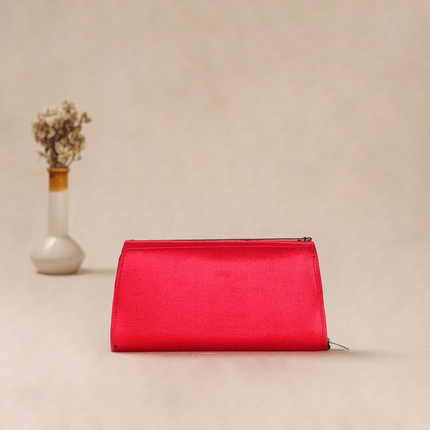 Traditional Kutch Mashru Silk Leather Flap Clutch / Wallet 07