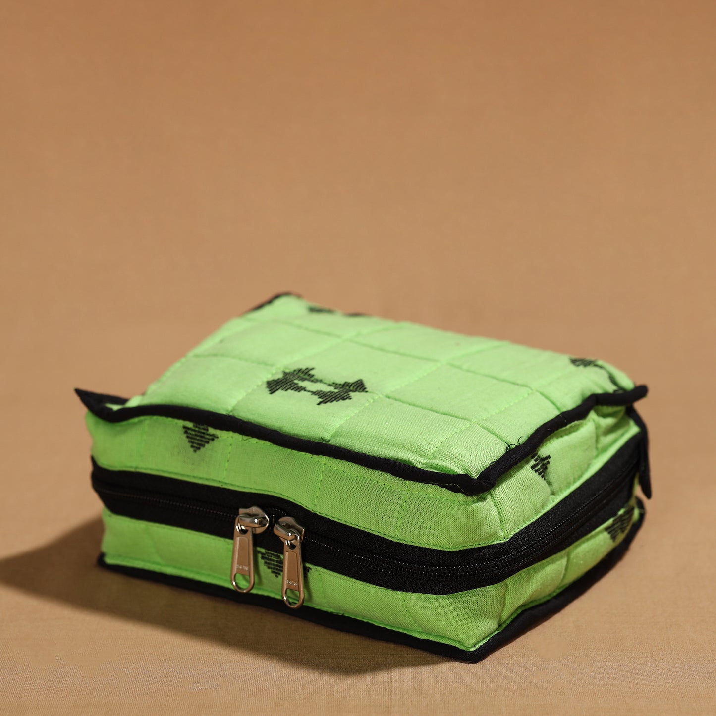 Green Handmade 4 Pockets Cotton Jewelry Bag 05