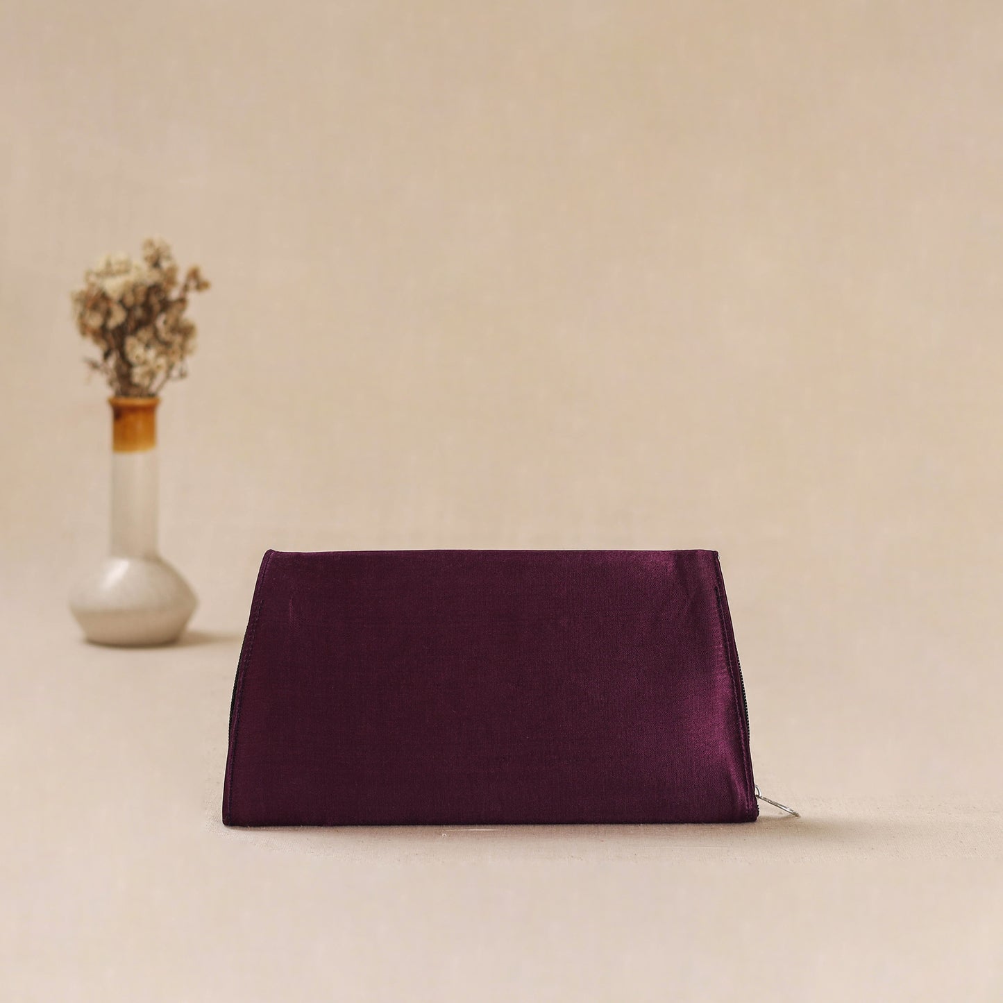Purple - Traditional Kutch Mashru Silk Leather Flap Clutch / Wallet 18