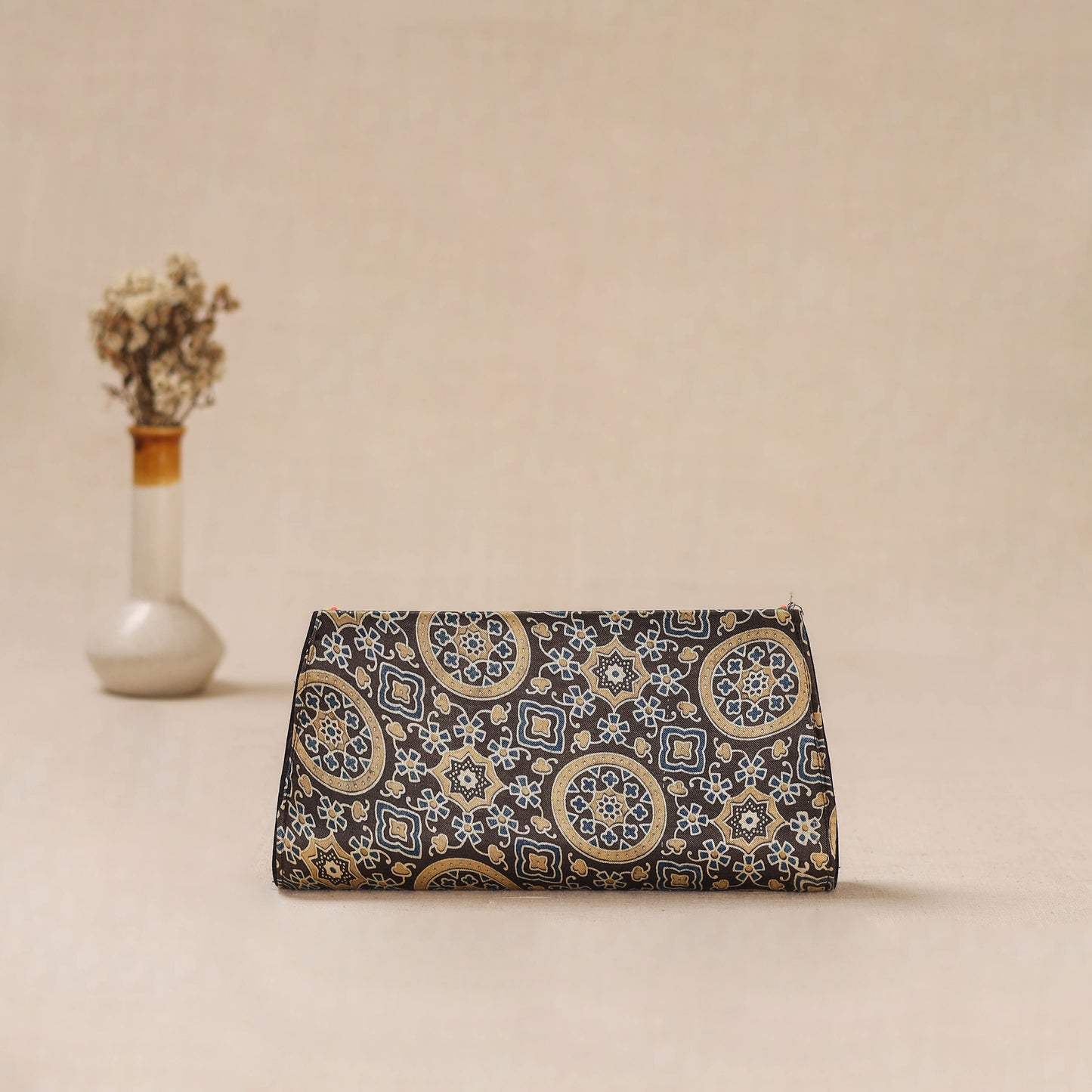 Traditional Kutch Mashru Silk Leather Flap Clutch / Wallet 32