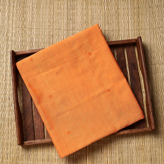 Orange - Pure Handloom Thread Buti Mul Cotton Unisex Kurta Material - 2.5 Meter