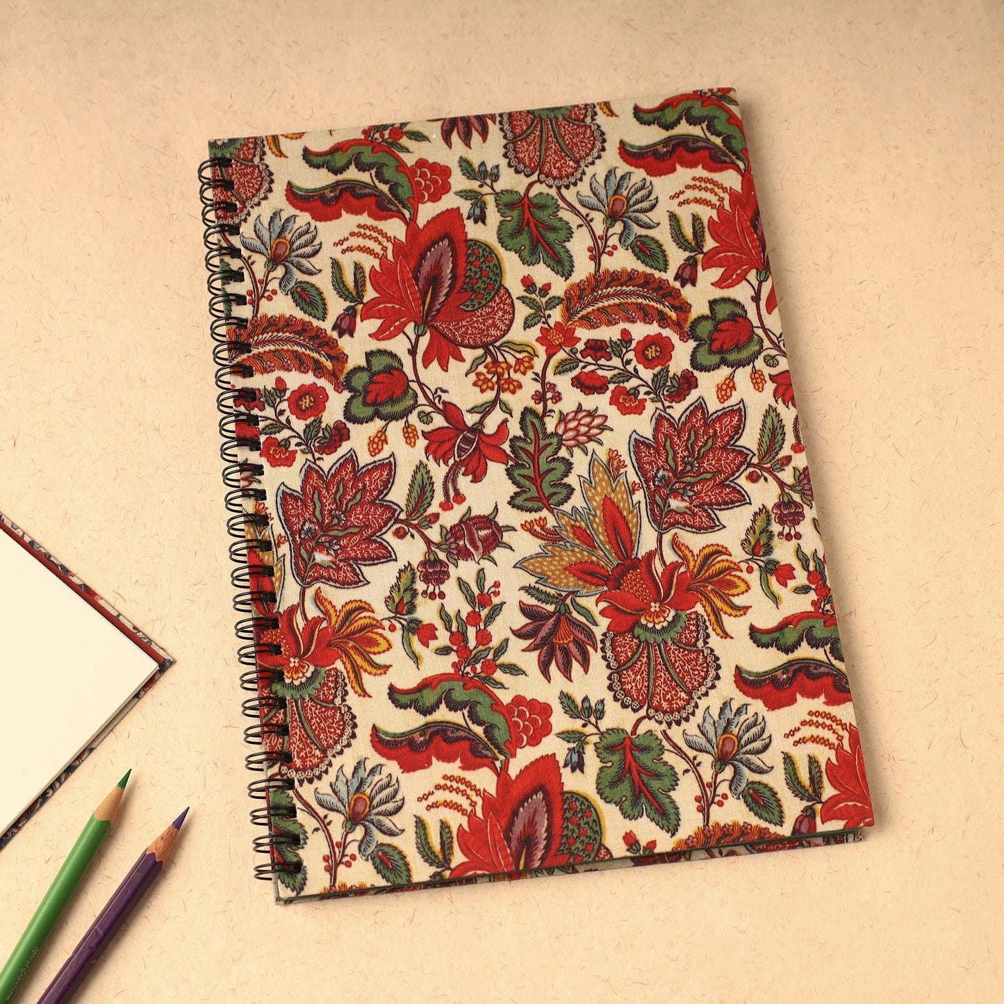 Floral Printed Handcrafted Spiral Notebook (10 x 7 in) 07 Online at iTokri.com