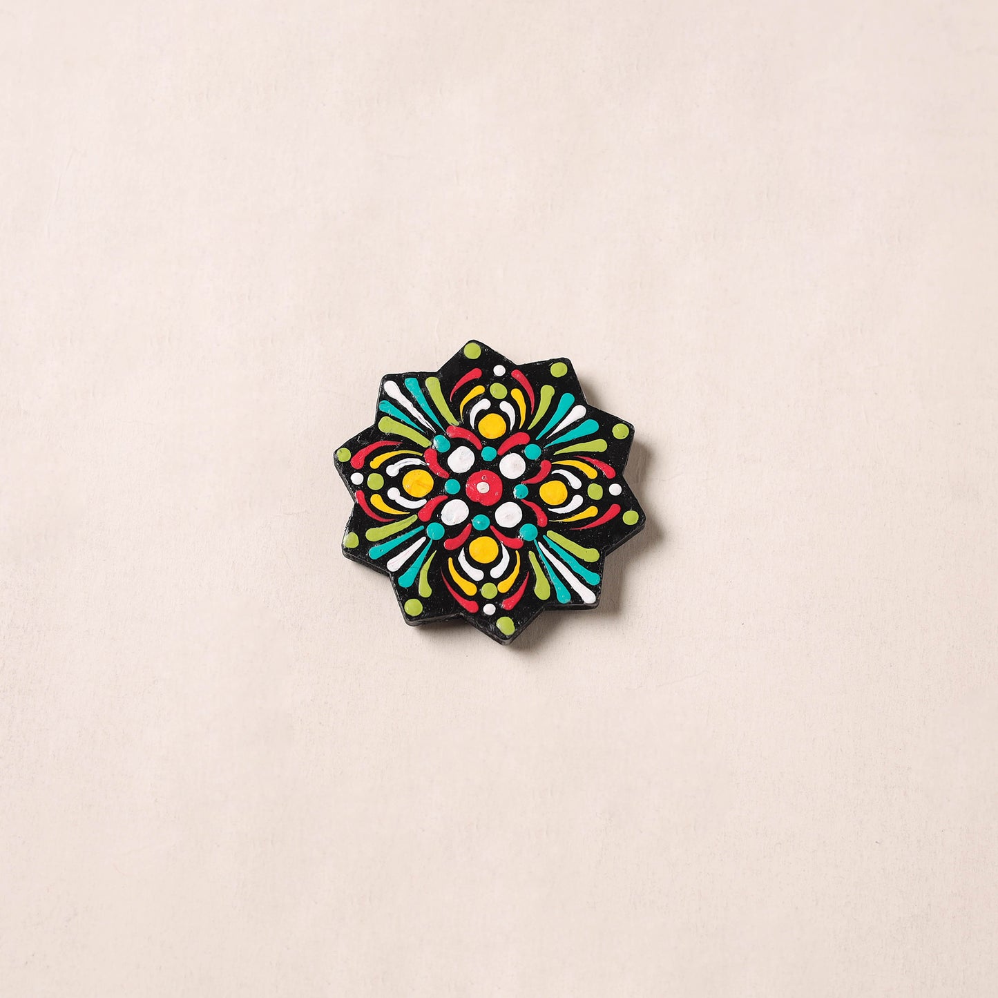 Multicolor - Flower Handpainted Mandala Art Wooden Fridge Magnet 08