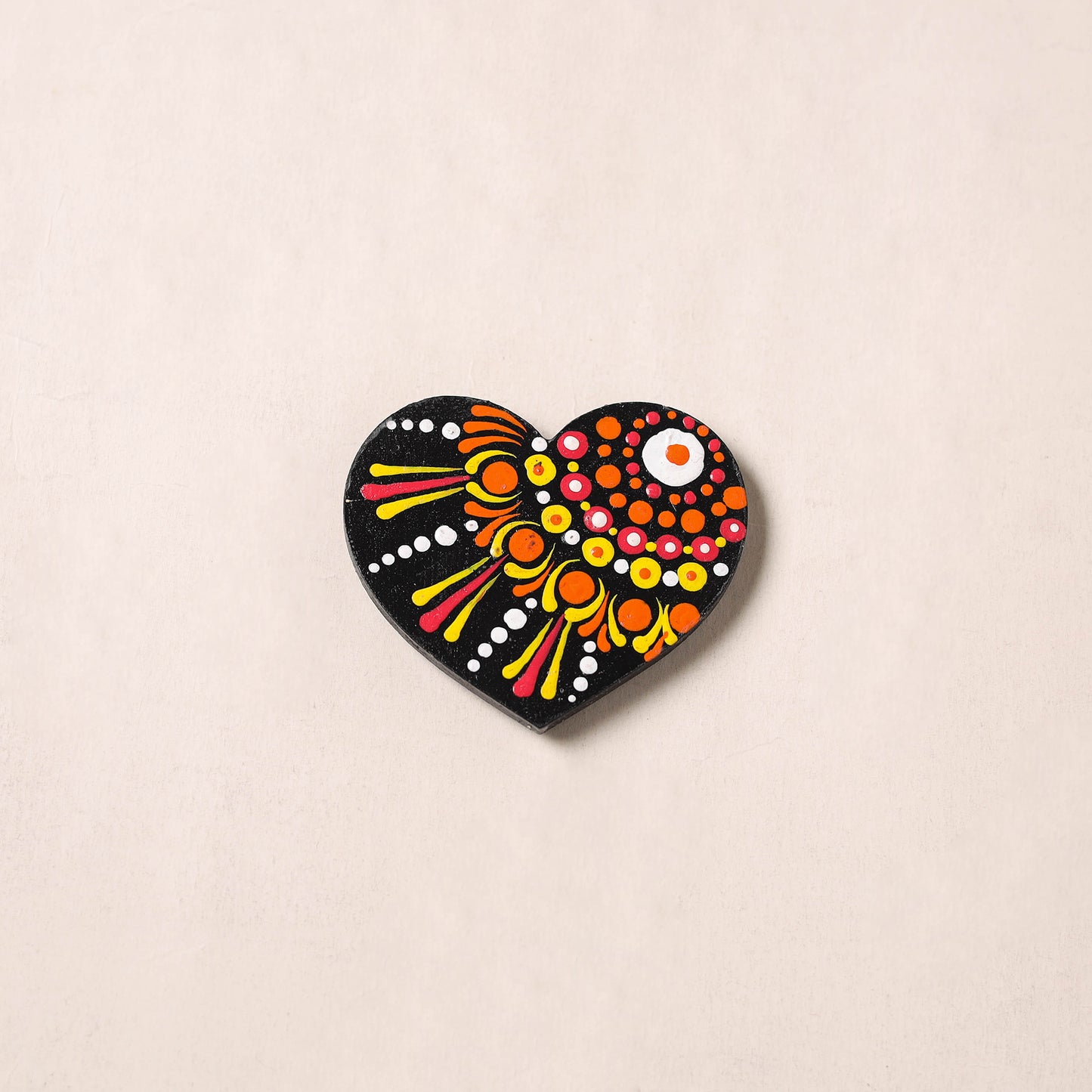 Multicolor - Heart Handpainted Mandala Art Wooden Fridge Magnet 12