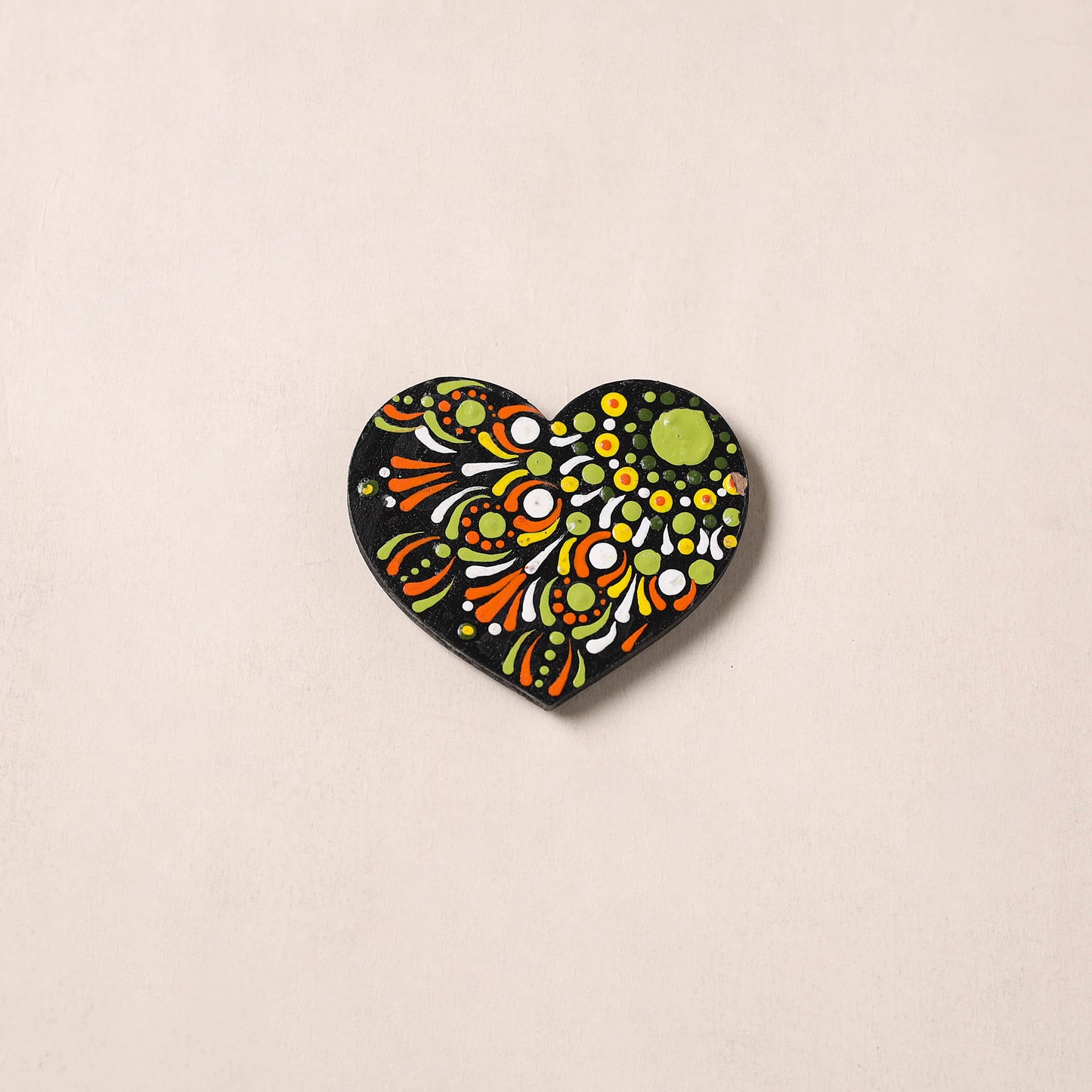 Multicolor - Heart Handpainted Mandala Art Wooden Fridge Magnet 16