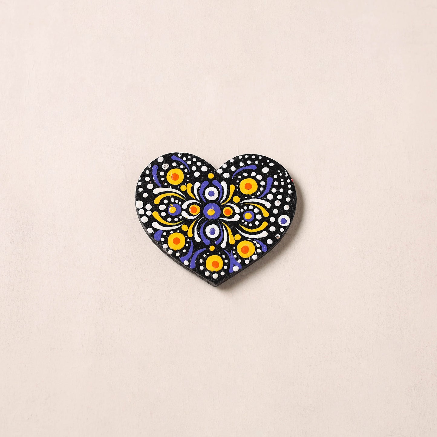 Multicolor - Heart Handpainted Mandala Art Wooden Fridge Magnet 17