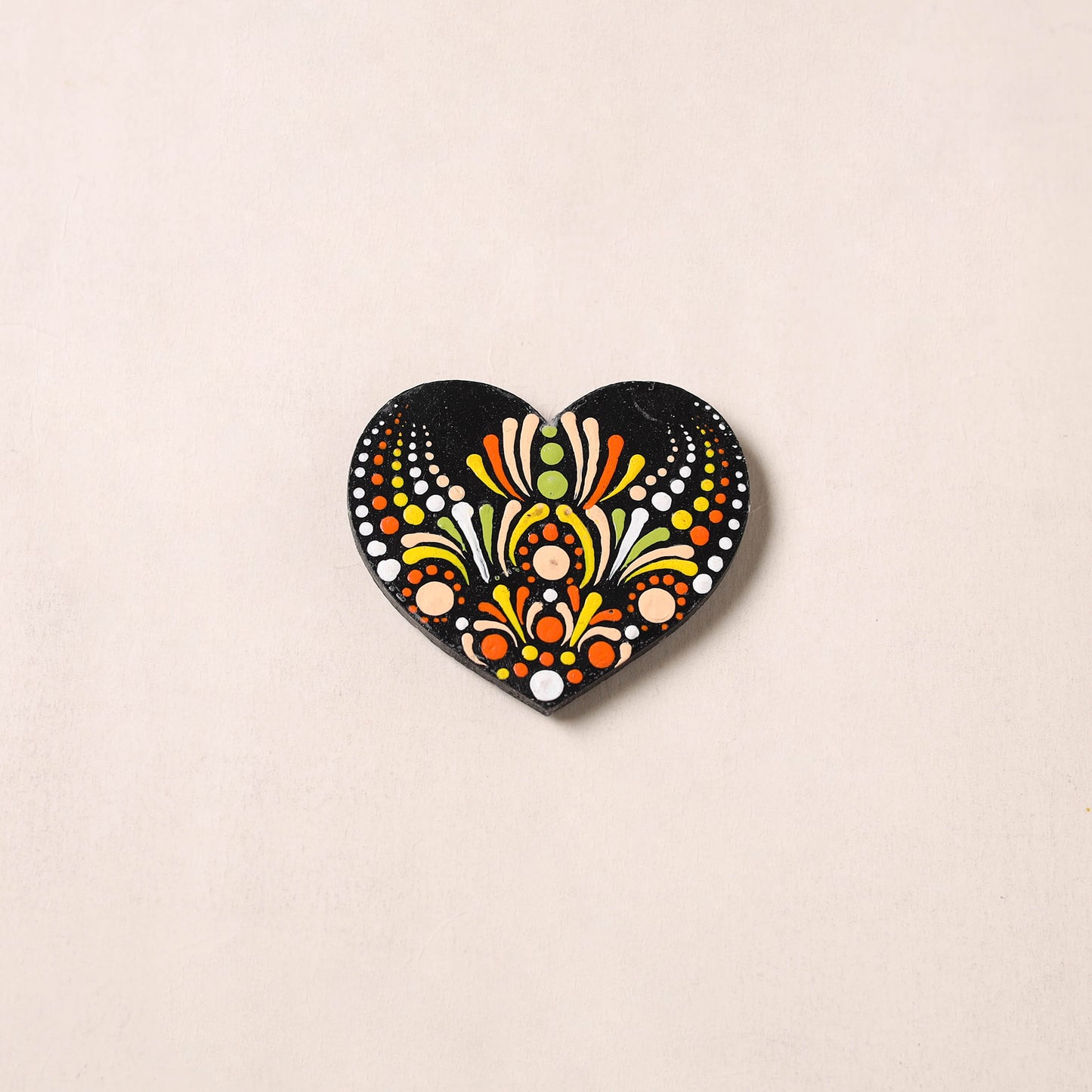 Multicolor - Heart Handpainted Mandala Art Wooden Fridge Magnet 19
