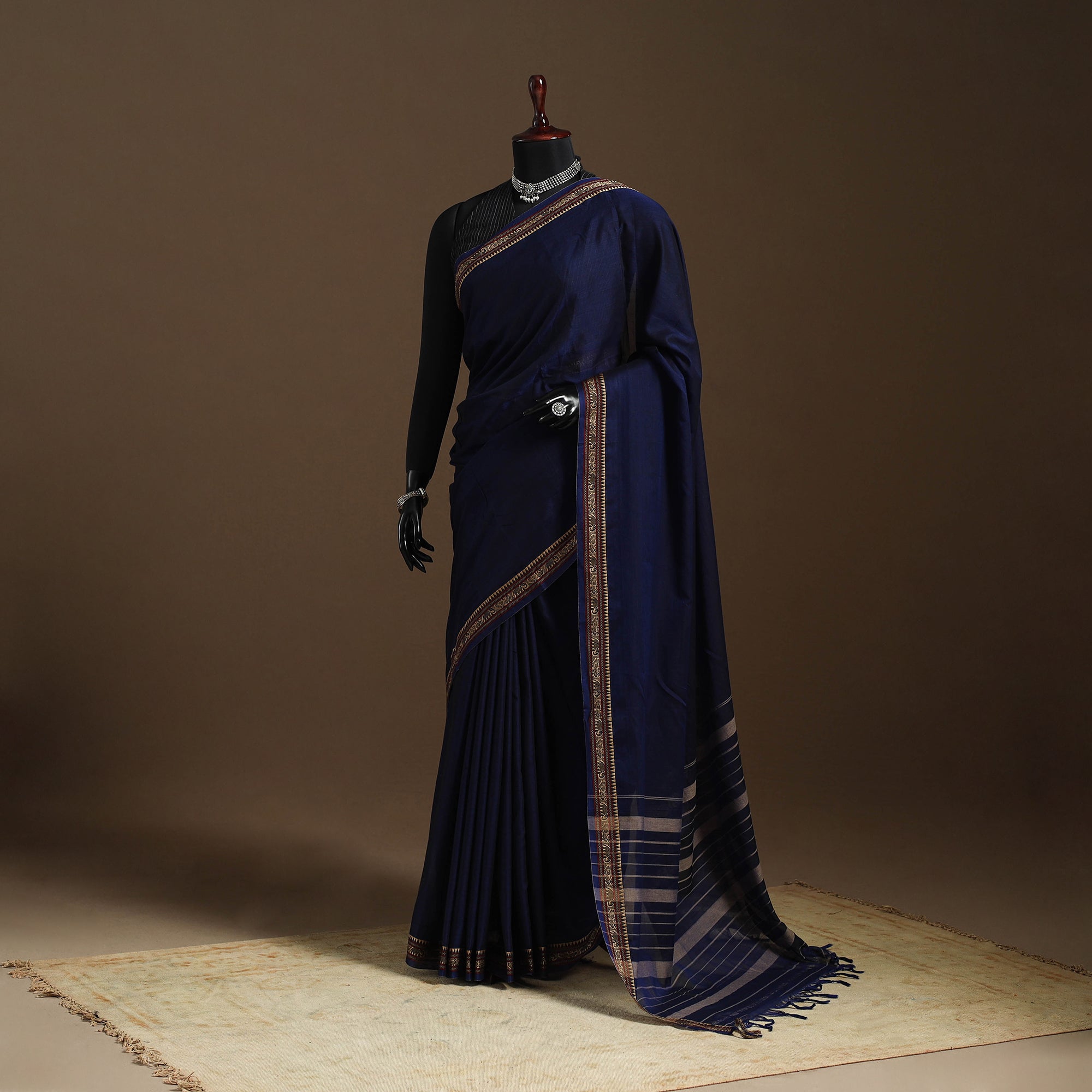 Black - Dharwad Cotton Saree with Border 13