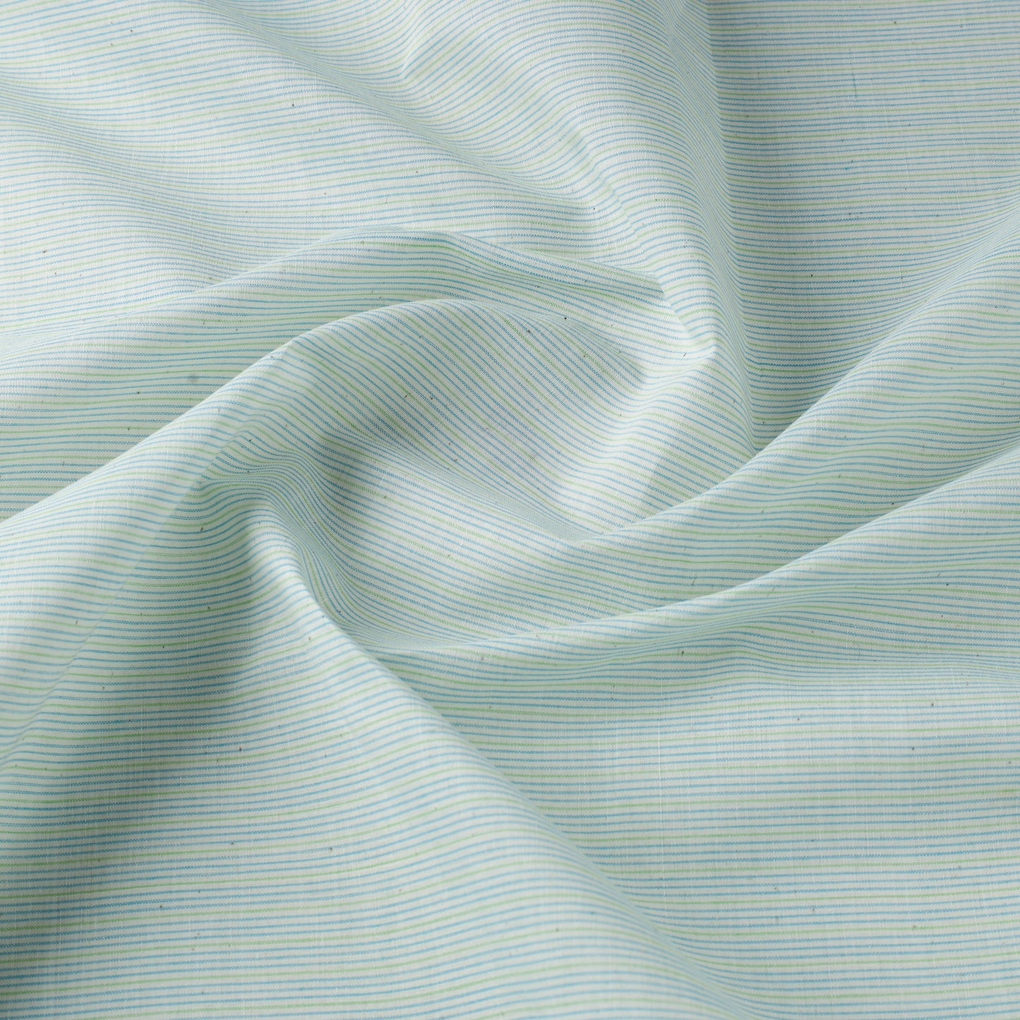 Green - Mangalagiri Handloom Stripe Cotton Fabric