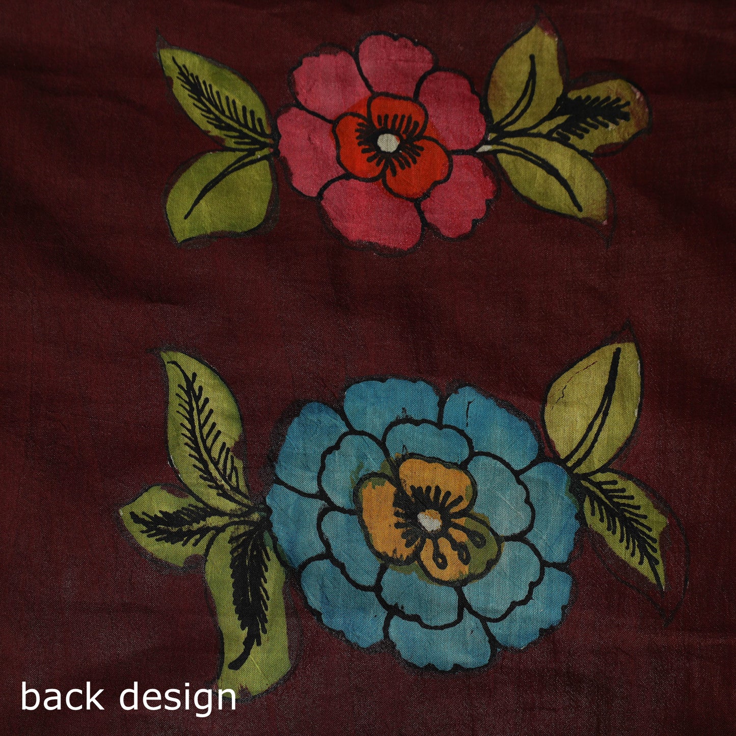 Handpainted Srikalahasti Pen Work Kalamkari Bangalore Silk 2pc Unstitched Dress Material Kurta Set 14
