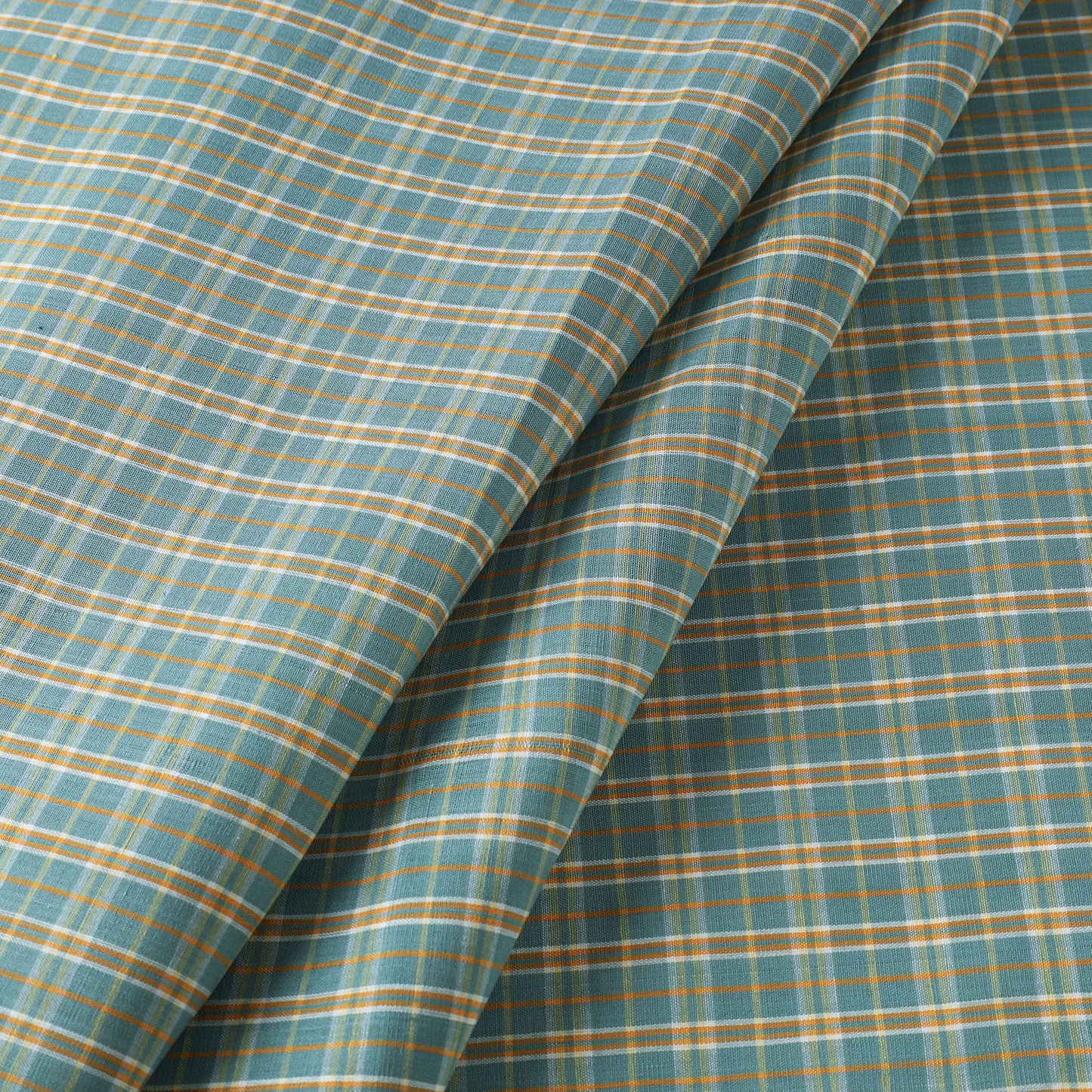 Green - Mangalagiri Handloom Checks Cotton Fabric