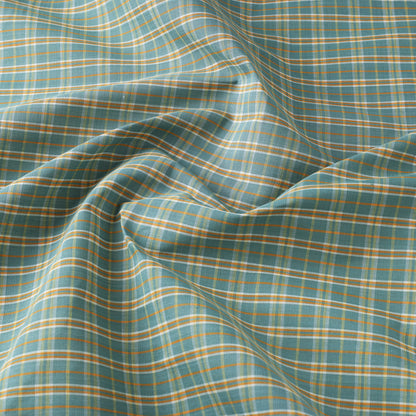 Green - Mangalagiri Handloom Checks Cotton Fabric