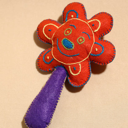 Flower Rattle - Handcrafted Embroidered Felt Toy