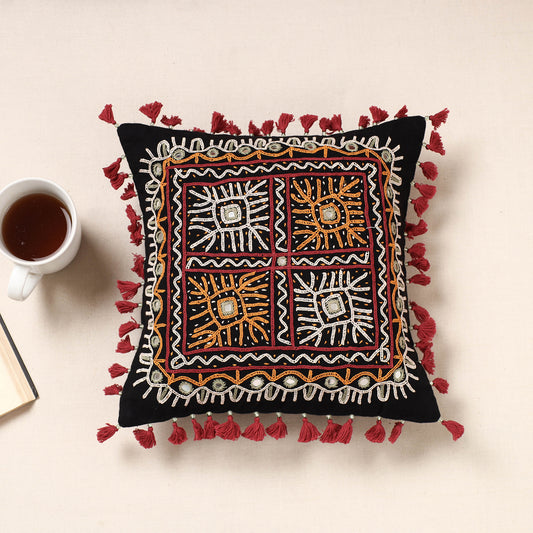 Kala Raksha Rabari Hand Embroidery Cotton Cushion Cover (12 x 12 in)