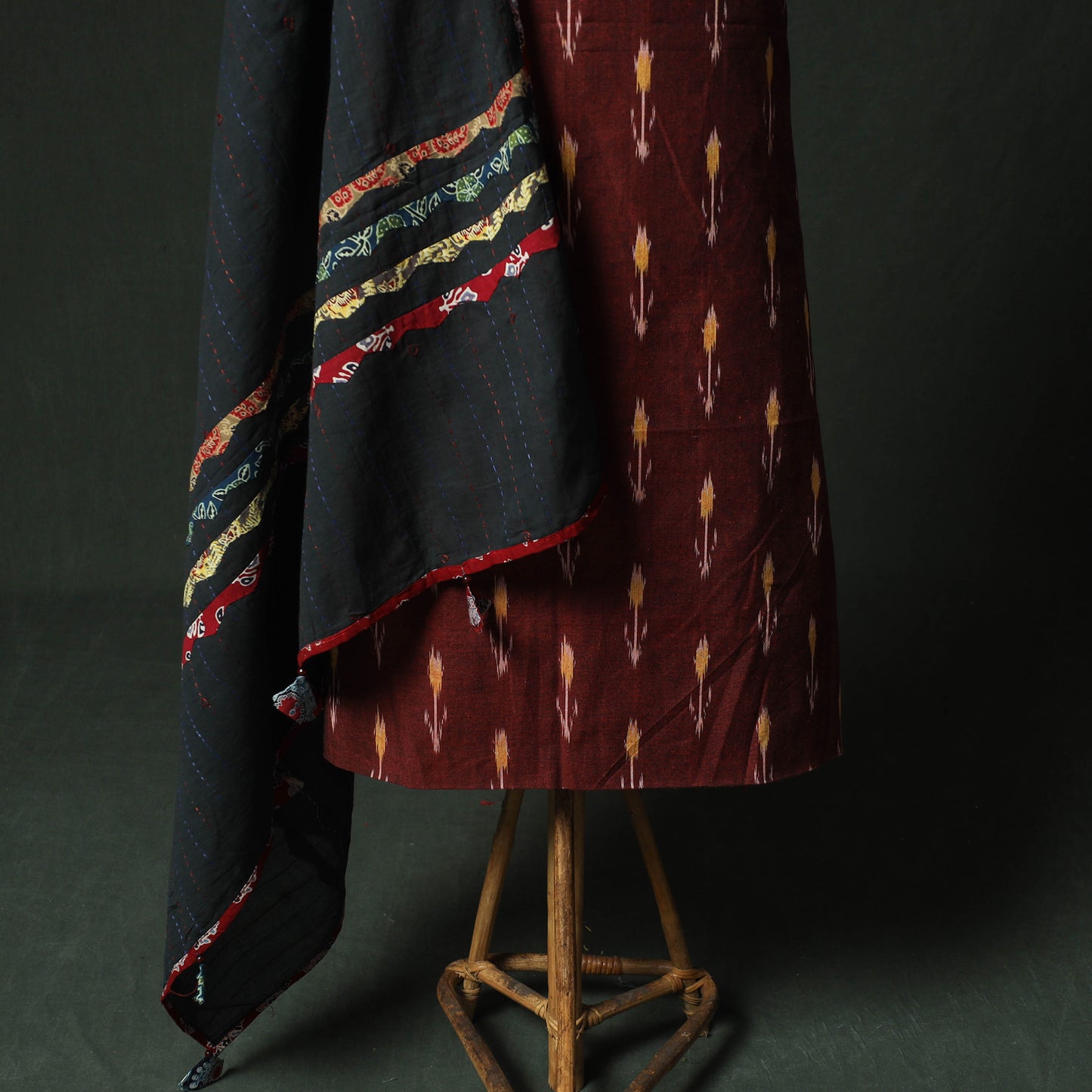Pochampally Ikat Weave Cotton 2pc Unstitched Dress Material Kurta Set 02