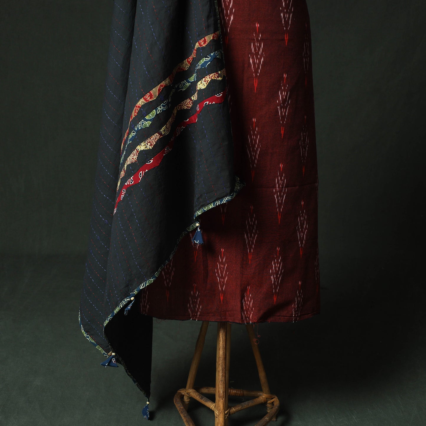 Pochampally Ikat Weave Cotton 2pc Unstitched Dress Material Kurta Set 03